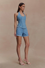 Carlene Cuffed Denim Shorts - Classic Blue