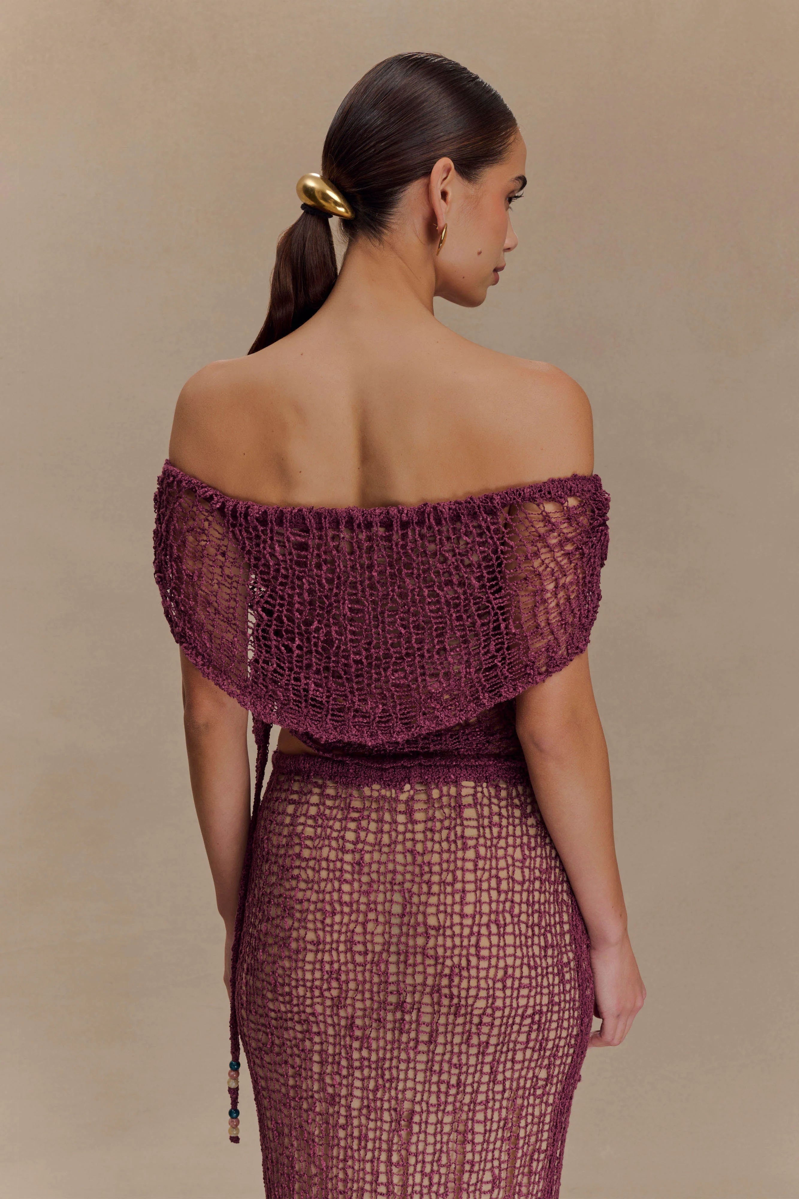 Cordelia Off Shoulder Knit Top - Mauve