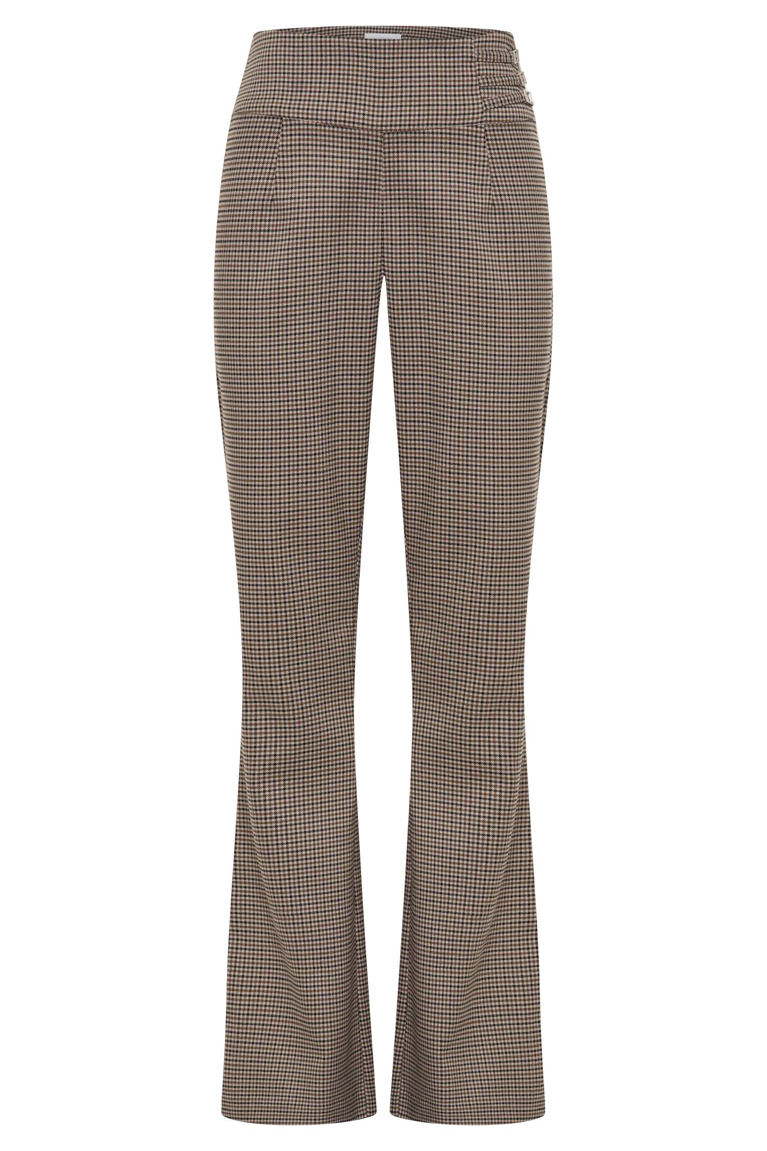 Sweeney Mid Rise Buckle Straight Leg Pant - Tan Check