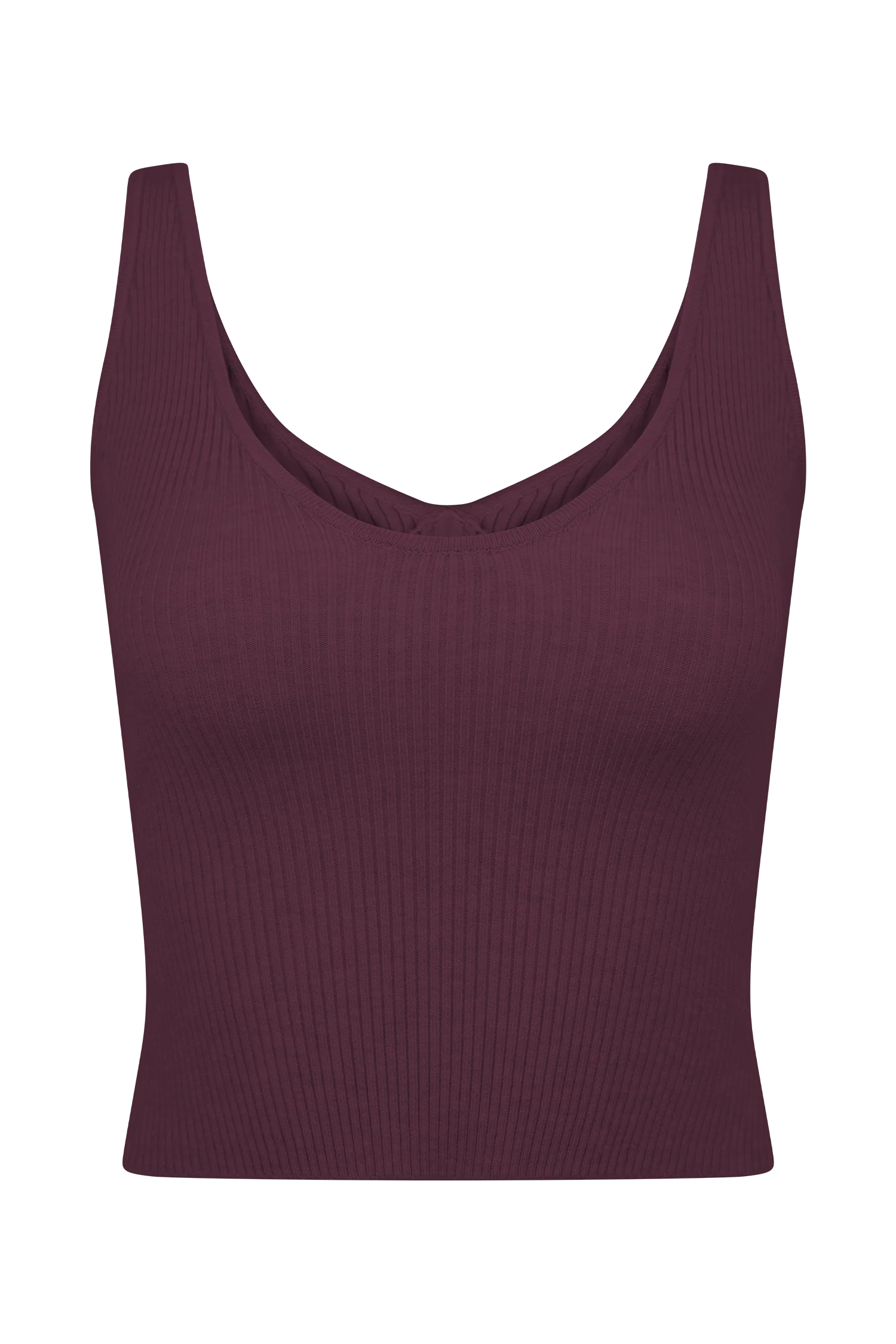 Natalya Ribbed Knit Cami Top - Merlot