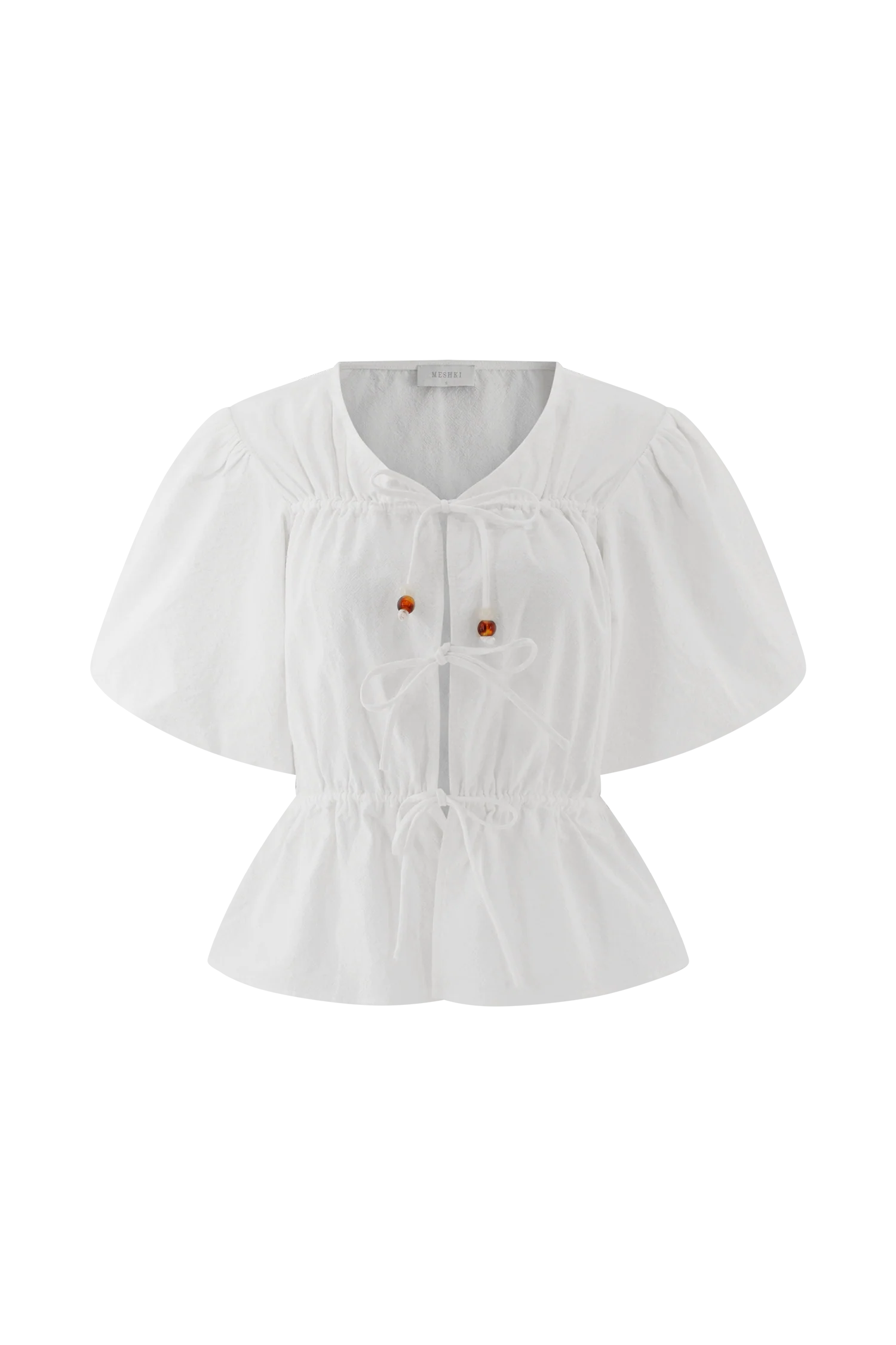 Emilie Puff Sleeve Cotton Top - White