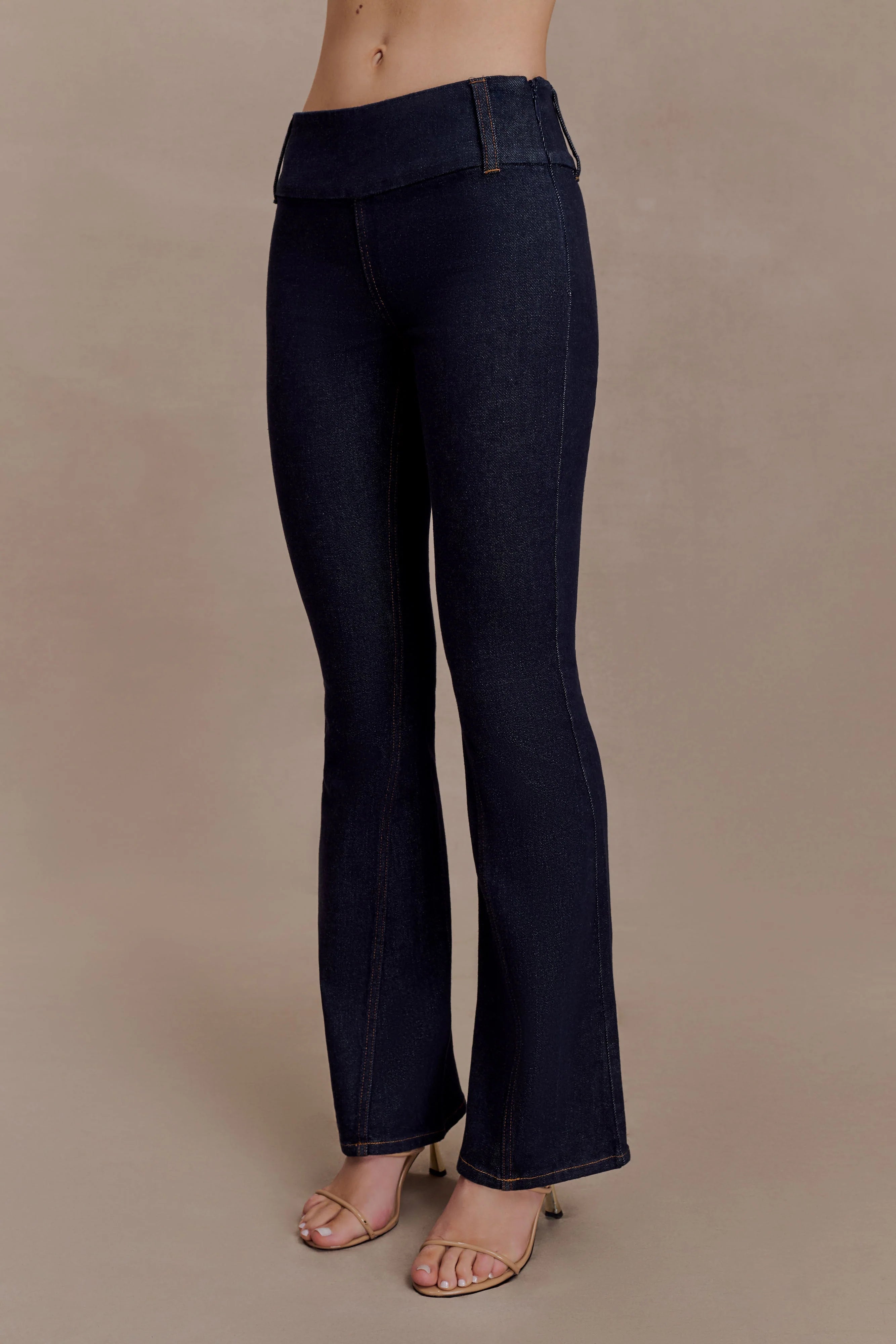 Shelly Flared Denim Jeans - Washed Indigo Blue