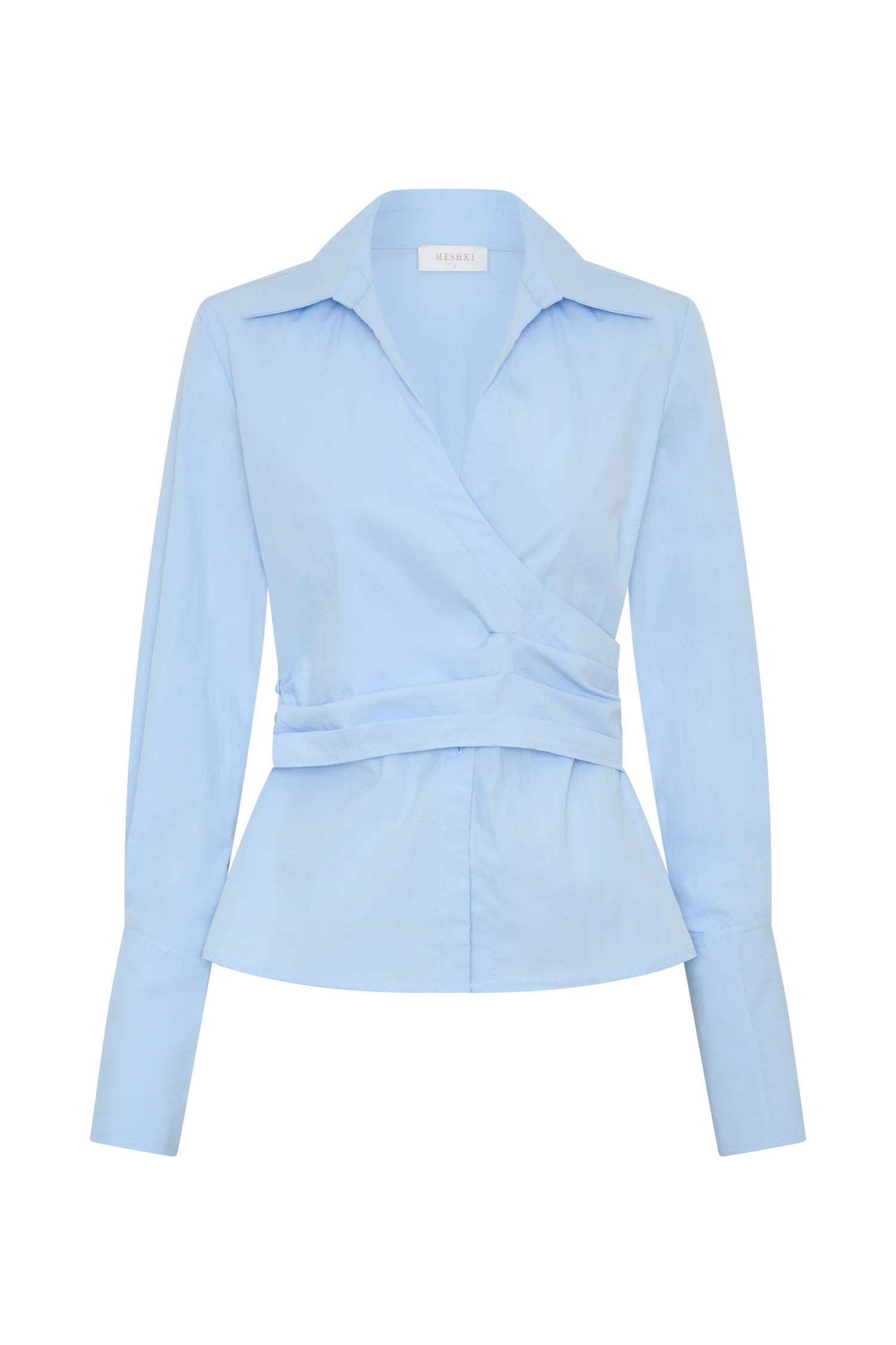 Eugenia Wrap Cotton Shirt - Blue