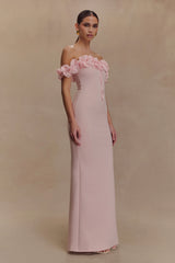 Nova Ruffle Off Shoulder Maxi Dress - Ballet Pink