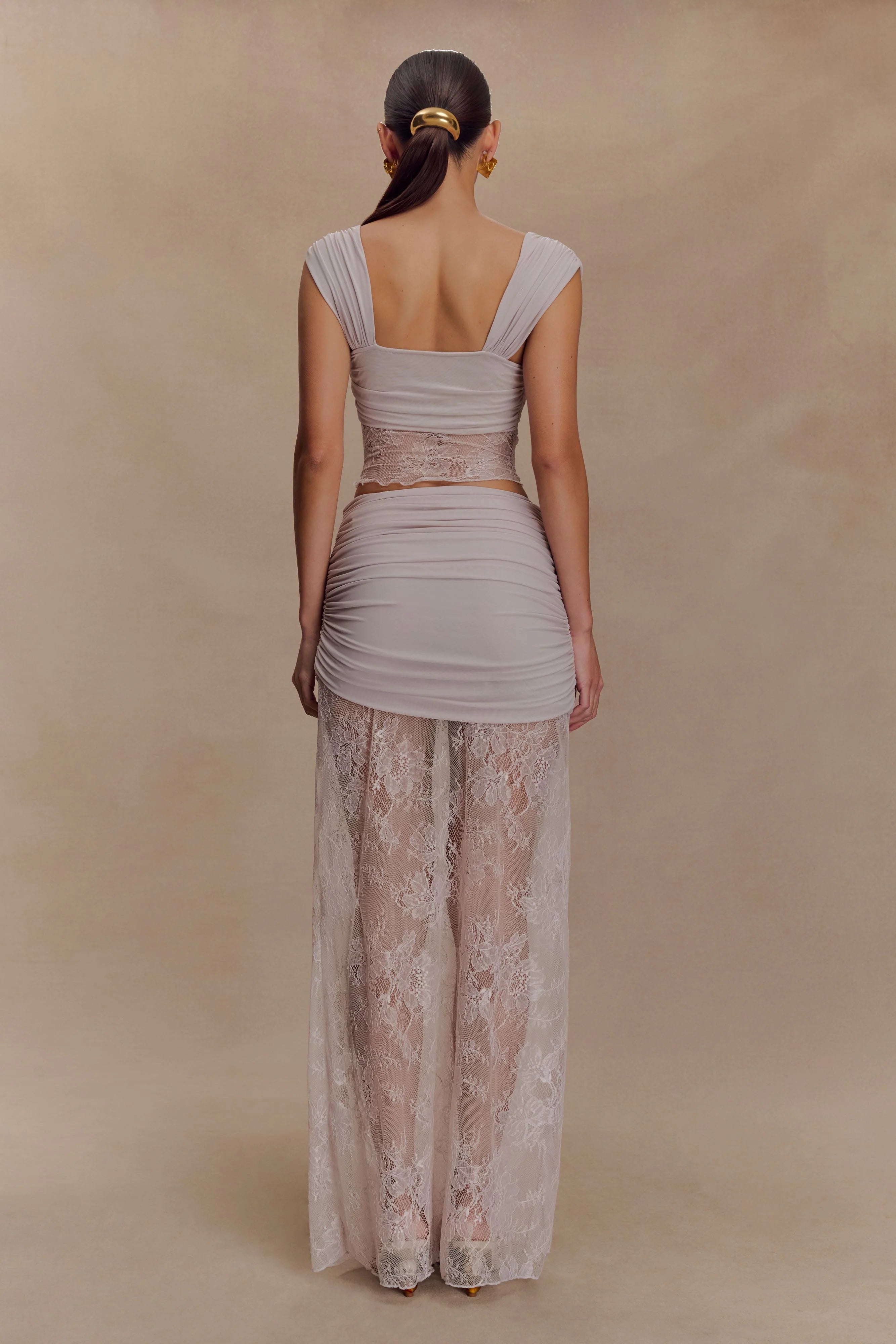 Guinevere Lace And Mesh Top - Lilac
