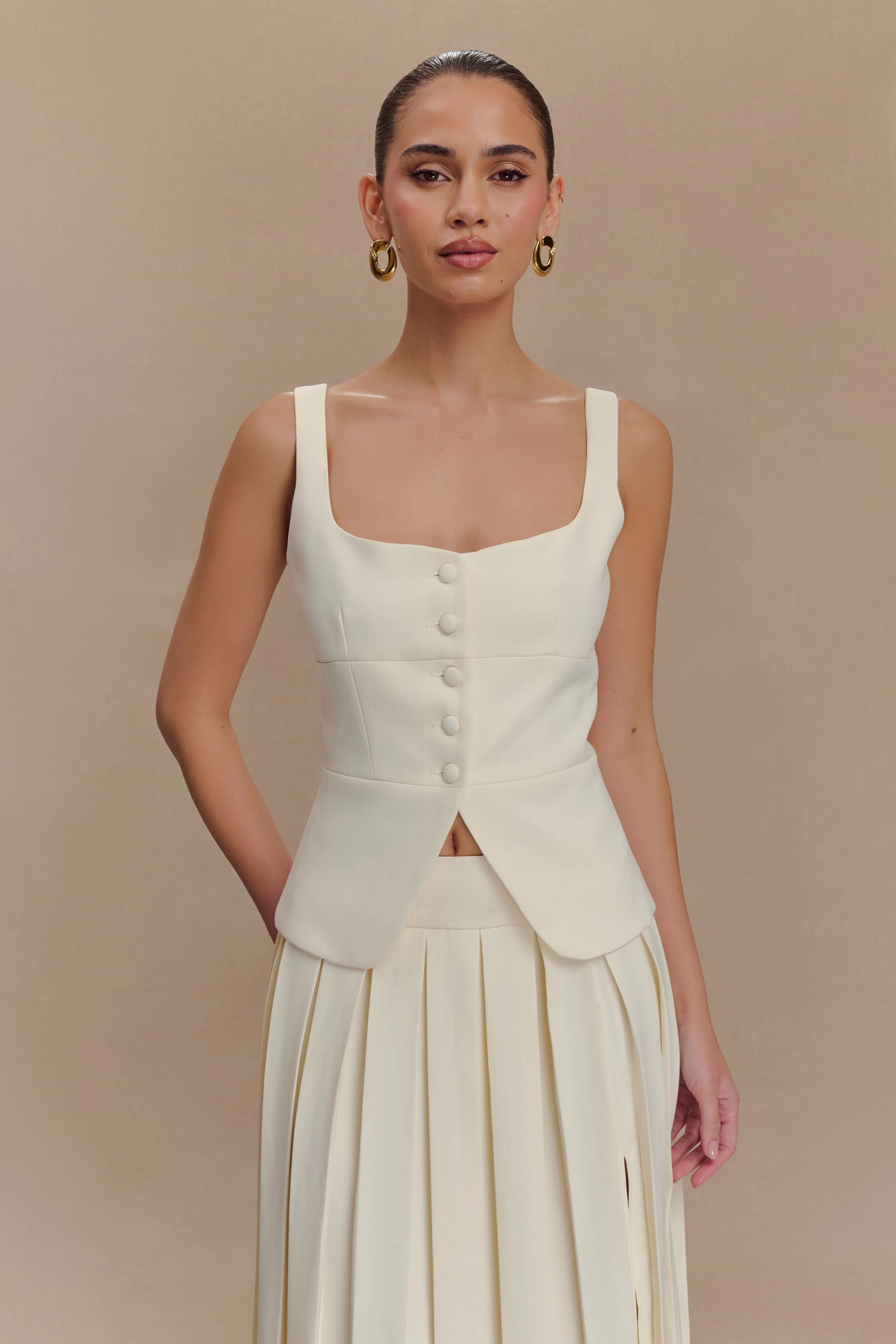 Sunny Suiting Peplum Top - Ivory