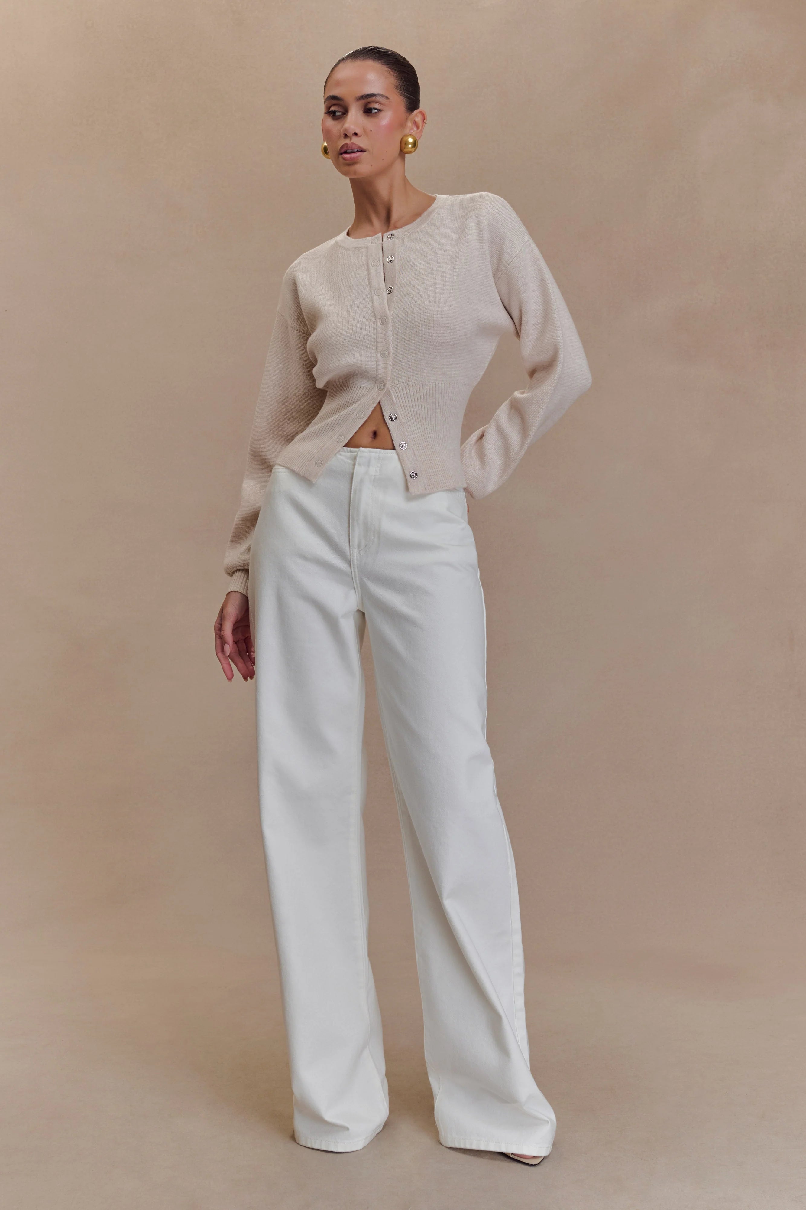 Caitlin Mid Rise Denim Jeans - White