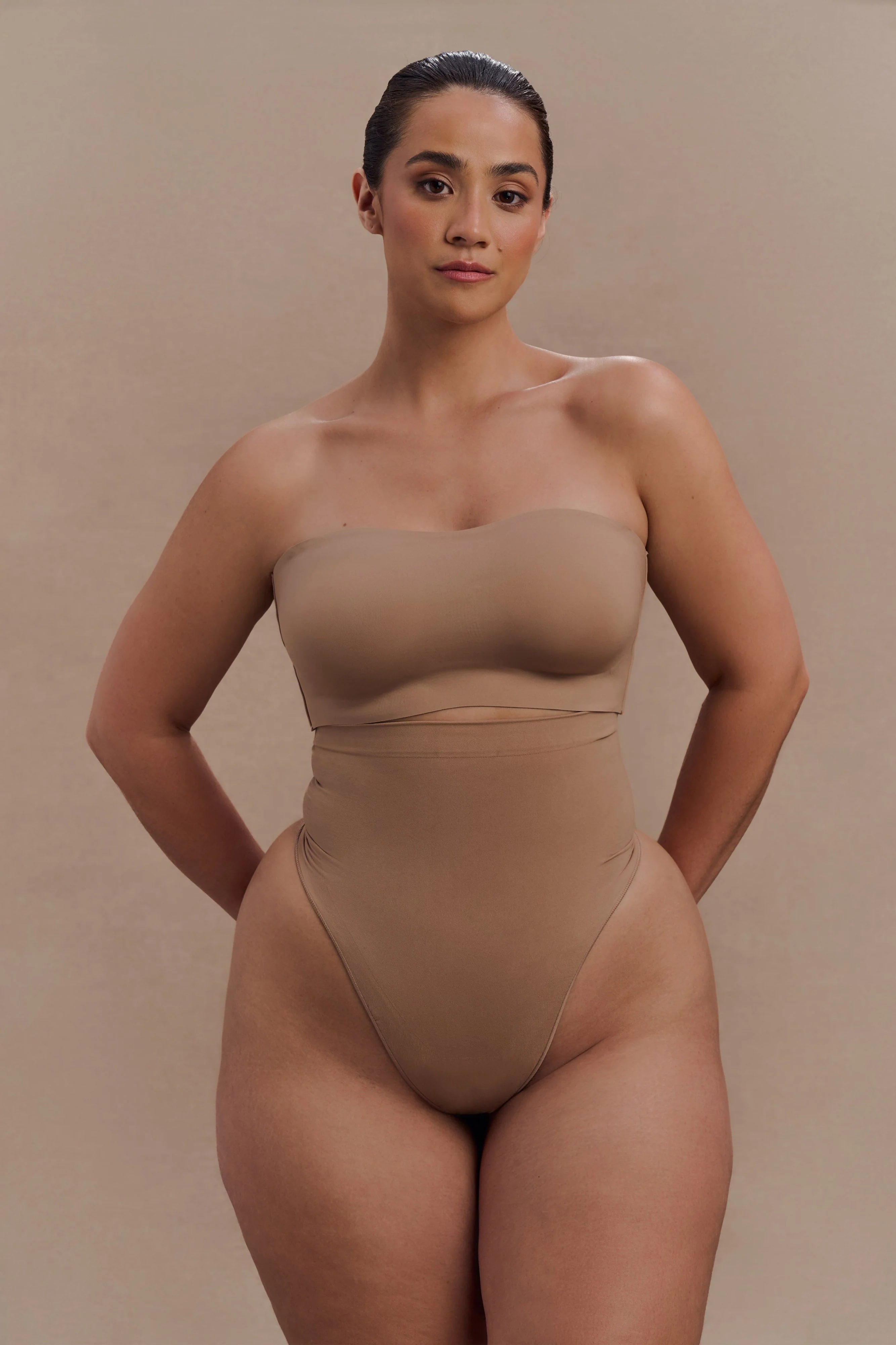 Saria High Waist Shapewear Briefs - Latte