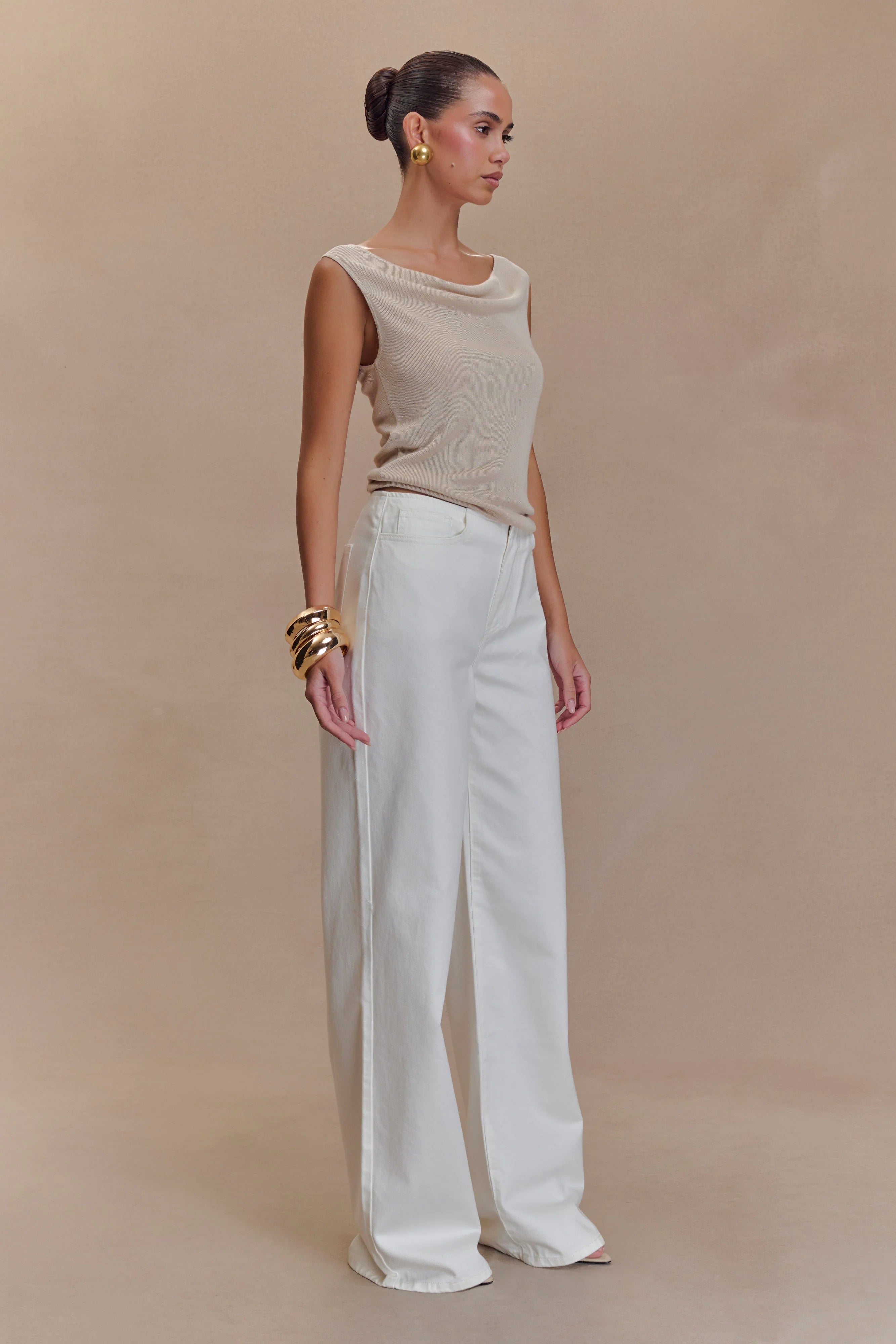 Caitlin Mid Rise Denim Jeans - White