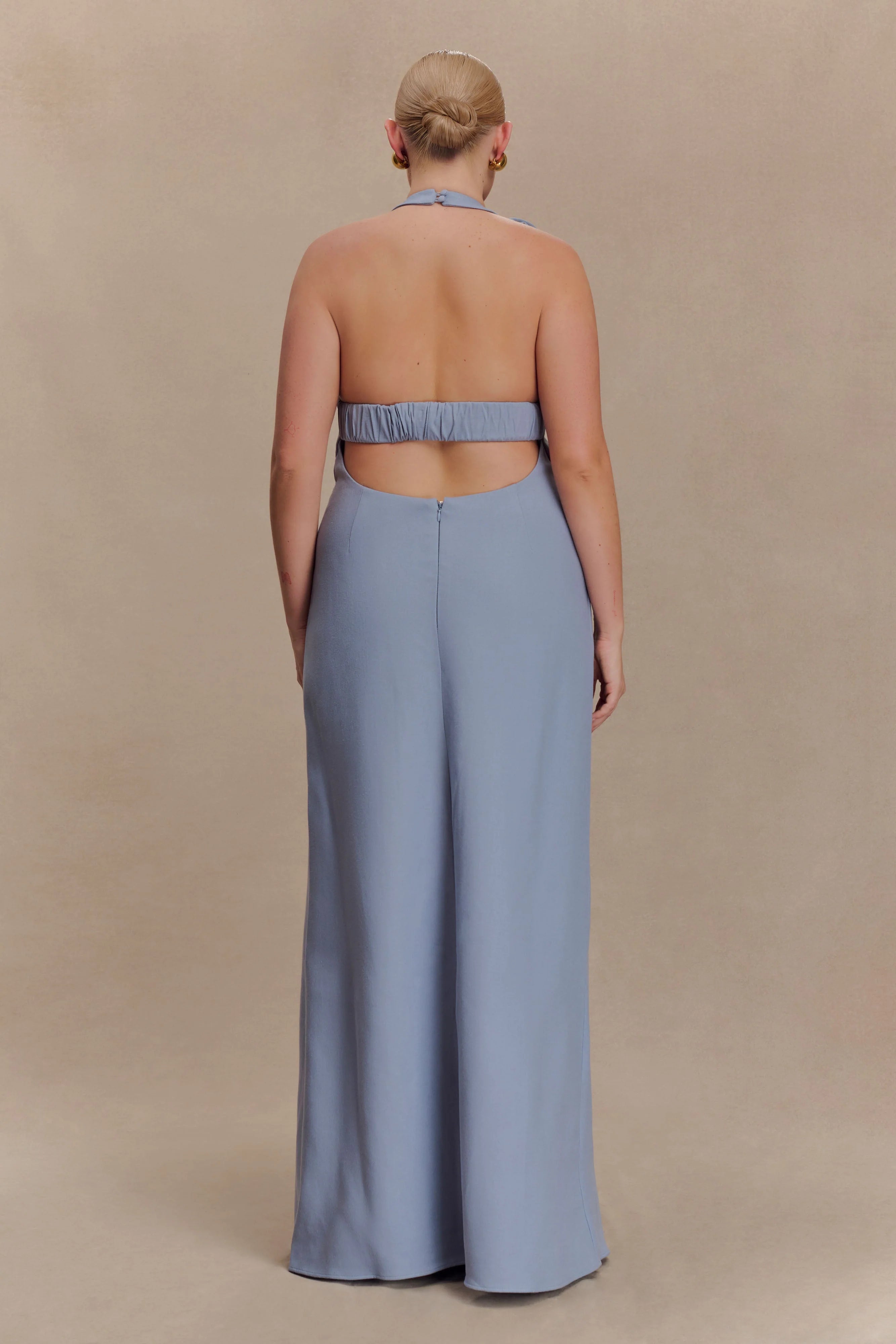 Carolyn Linen Bubble Maxi Dress - Misty Blue