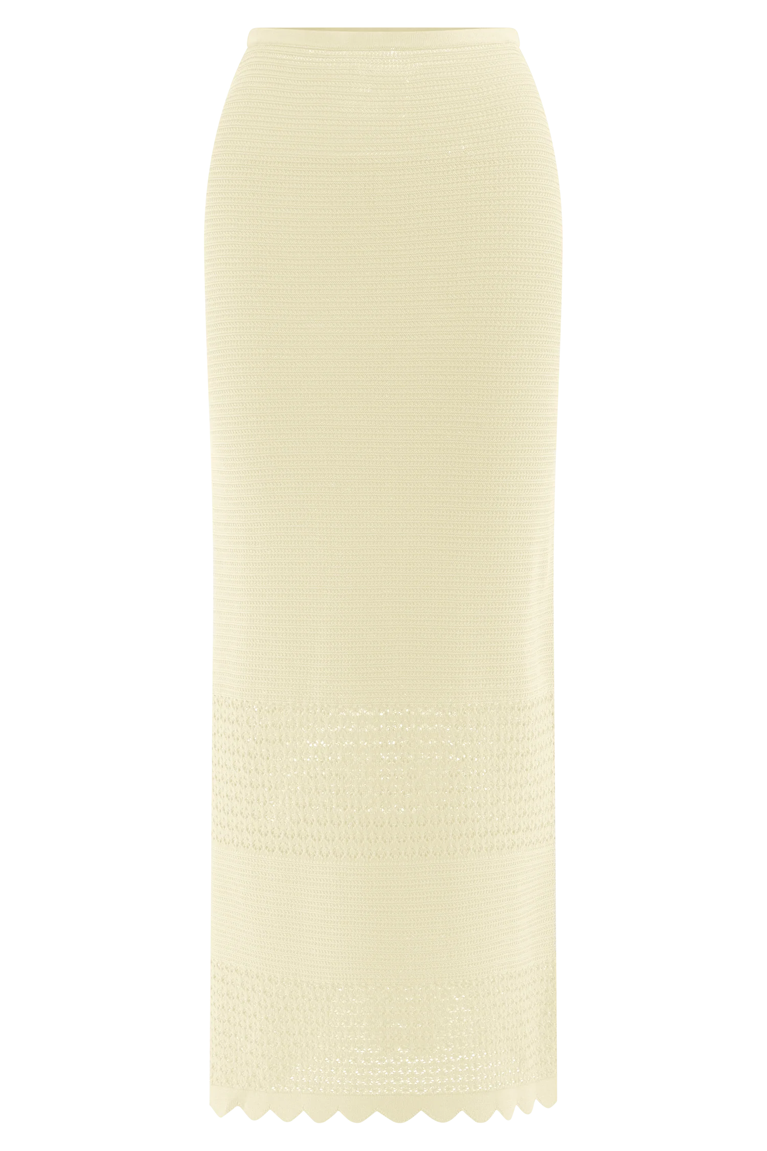 Madeline Scallop Knit Midi Skirt - Ivory