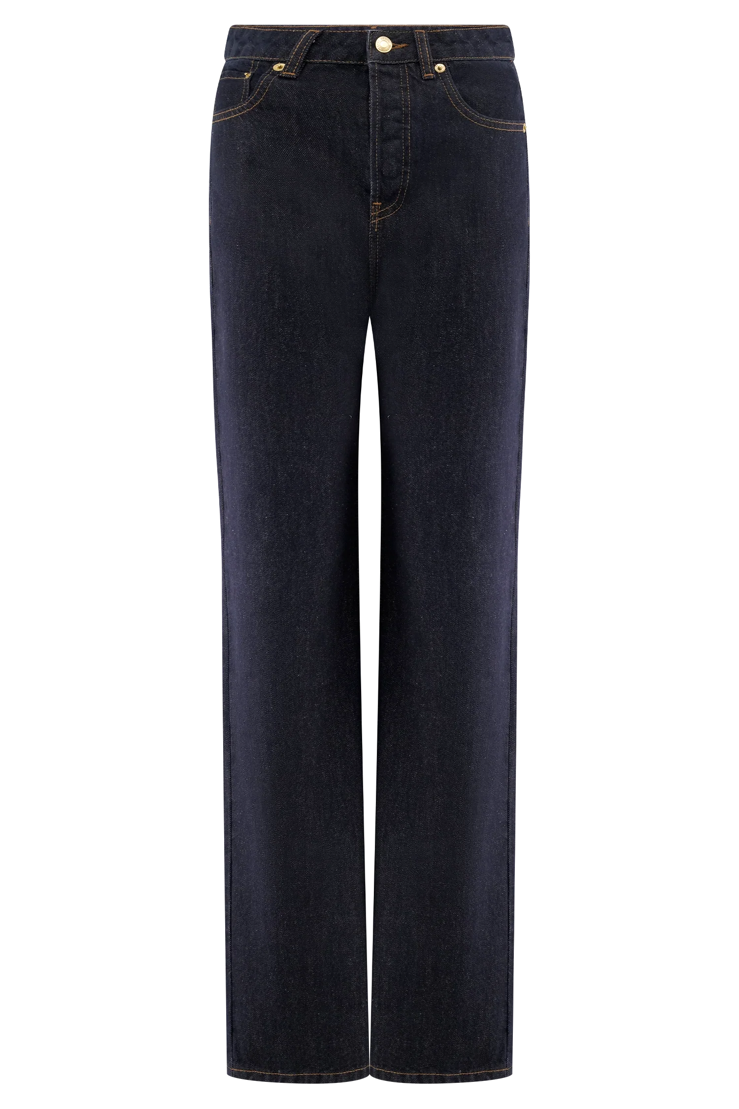 Janine High Waisted Straight Leg Jeans - Washed Indigo Blue