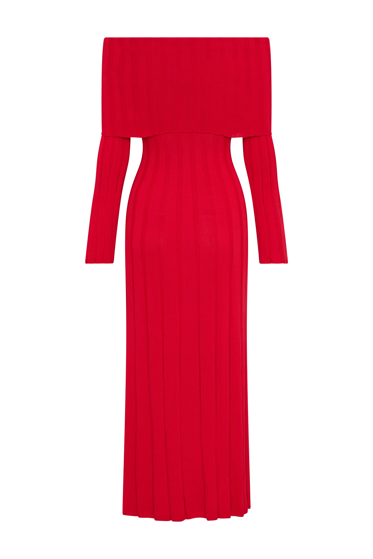 Alonza Long Sleeve Knit Midi Dress - Red