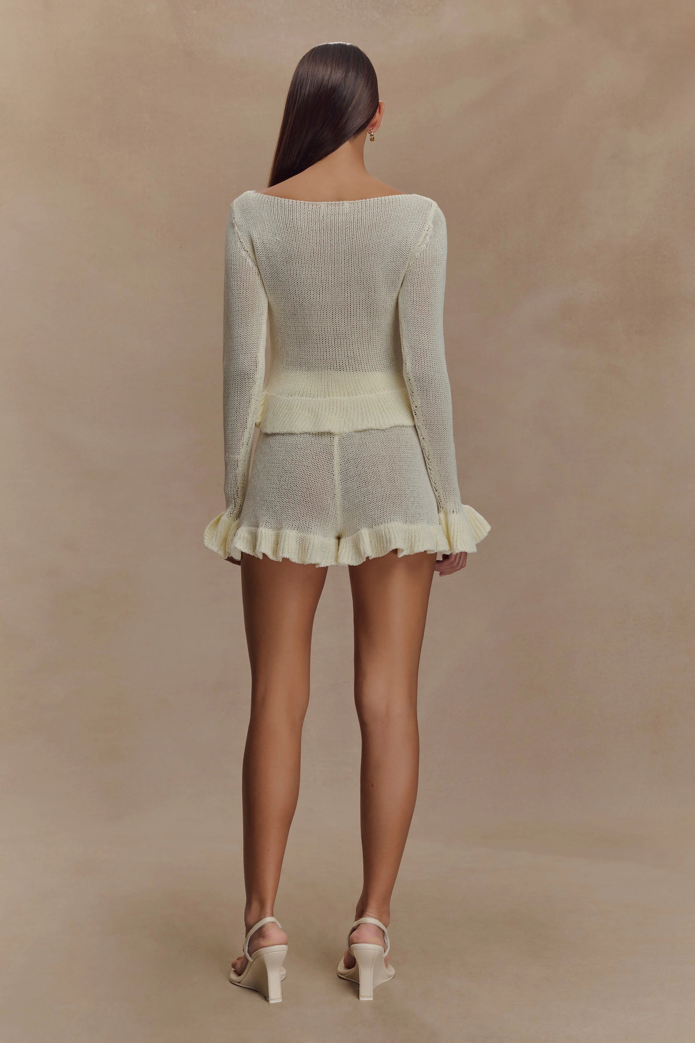 Eleanor Knit Frill Cardigan - White