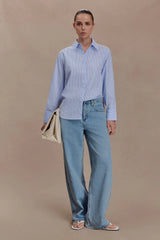 Hansen Oversized Shirt - Blue Pinstripe