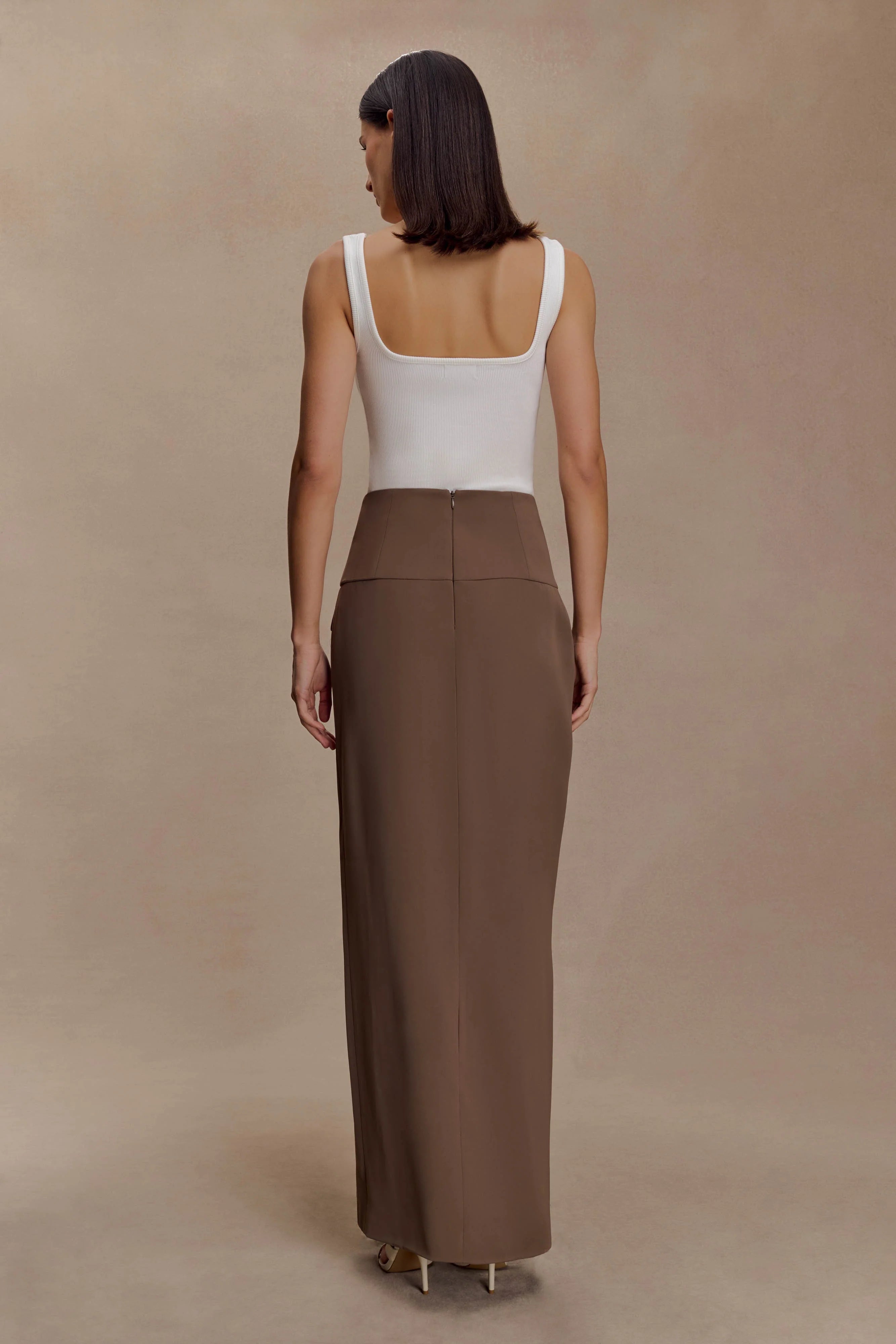 Aisling Ribbed Square Neck Sleeveless Top - Ivory