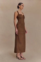 Liam Faux Suede Maxi Dress - Dark Chocolate