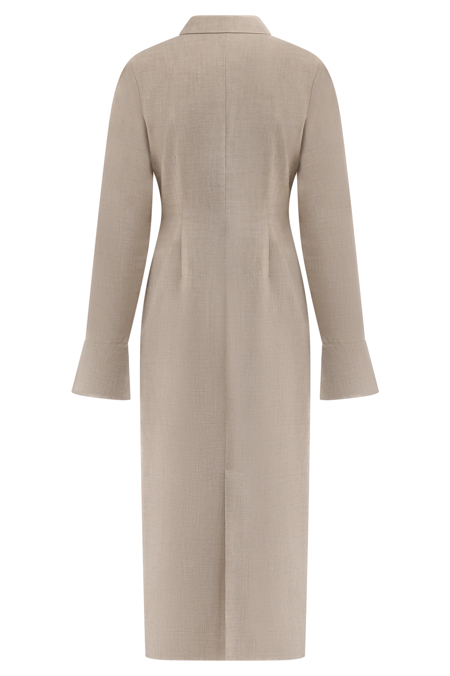 Dorian Fitted Shirt Midi Dress - Wheat Marle