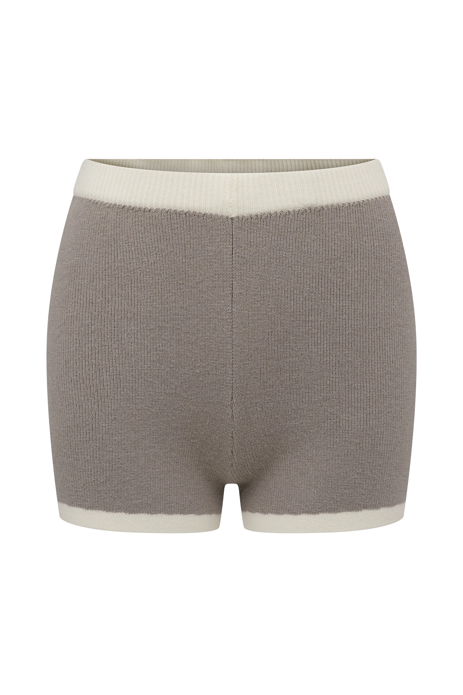 Julianne Contrast Knit Shorts - Pebble/Ivory
