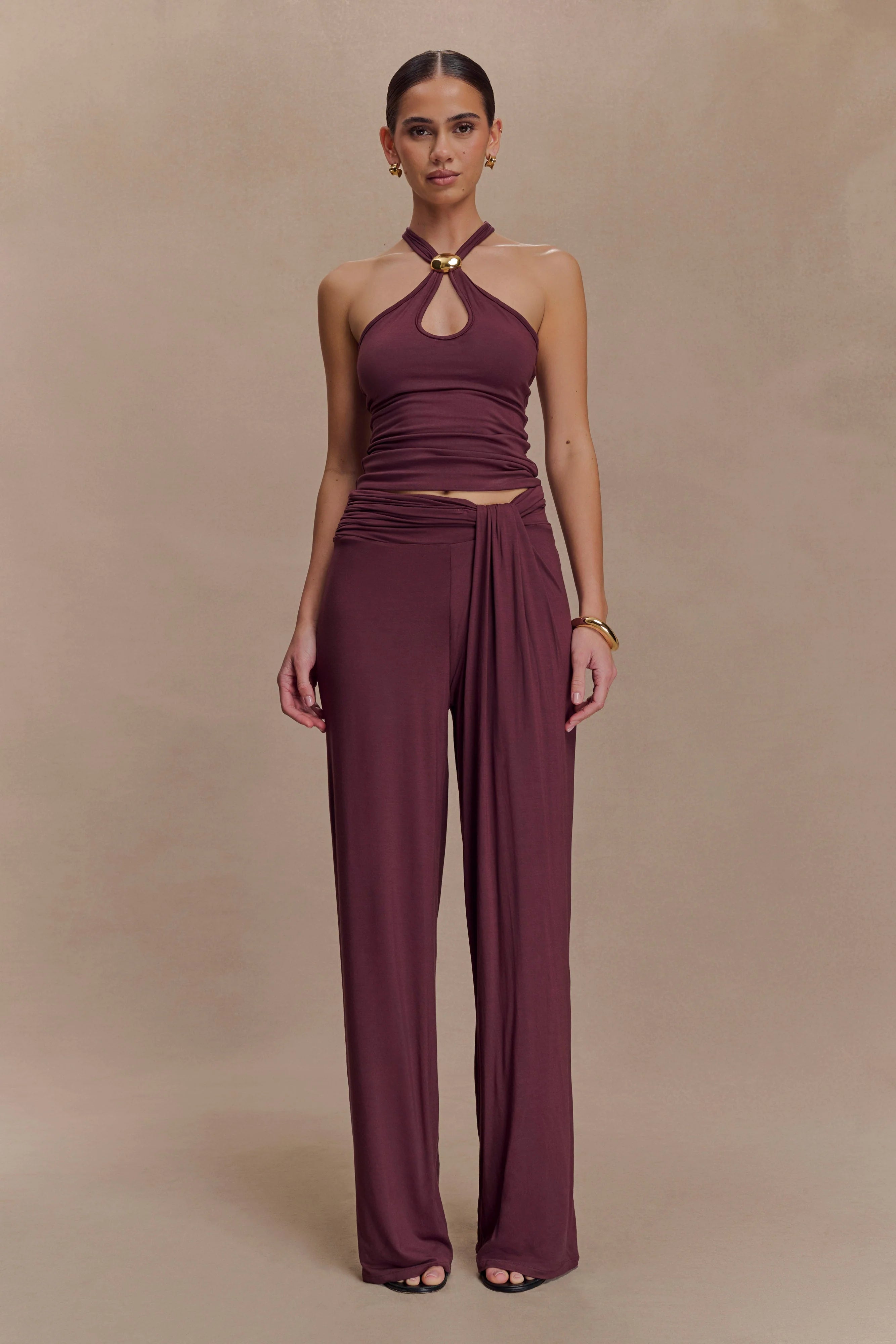 Ramona Modal Tank Top With Hardware - Mahogany