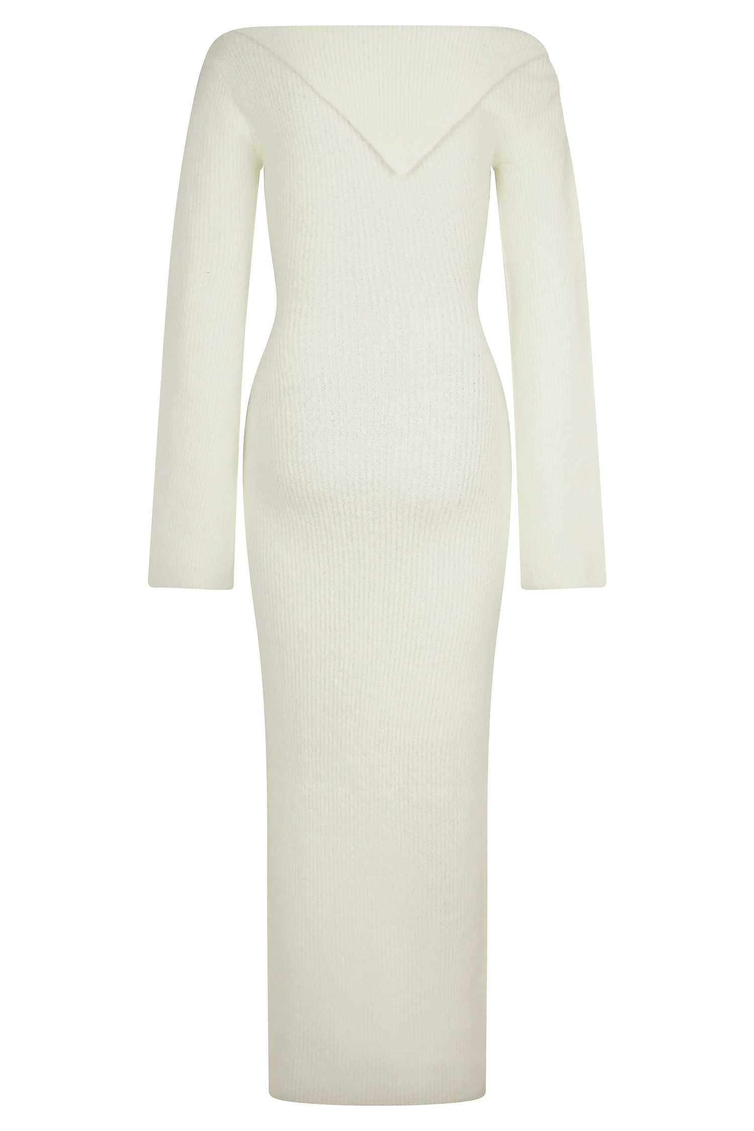 Magenta One Shoulder Fluffy Knit Midi Dress - Ivory