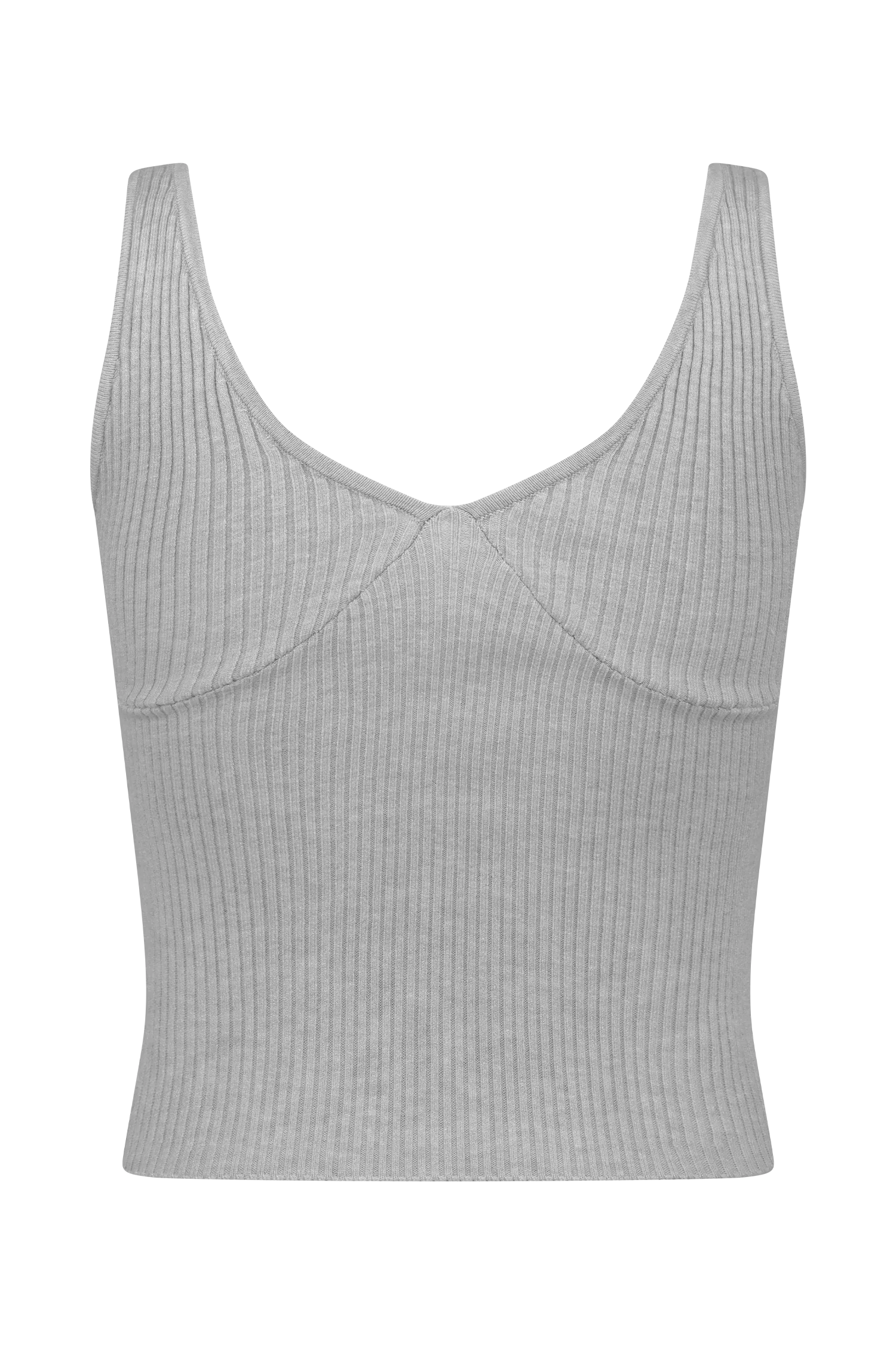 Natalya Ribbed Knit Cami Top - Heather Grey Marle