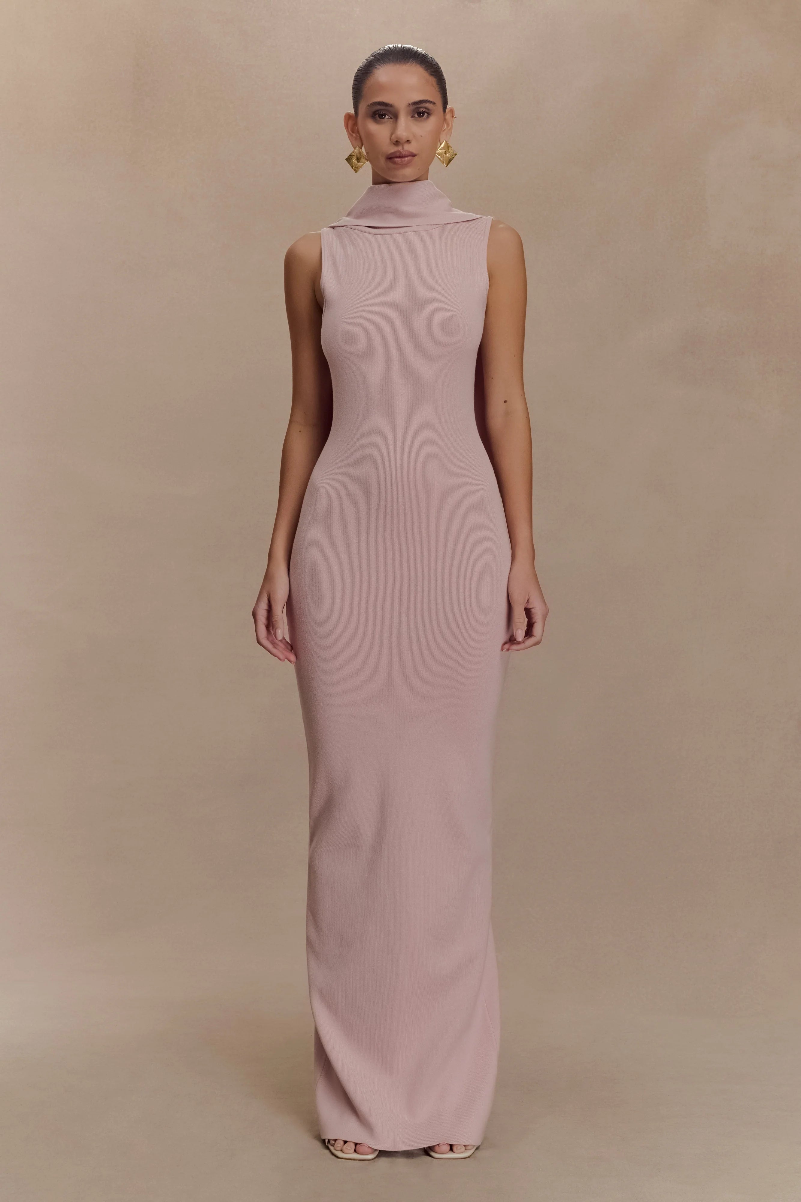 Darby Knit Scarf Maxi Dress - Pale Pink