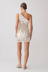 Barker Hand Crochet Knit Mini Dress - White