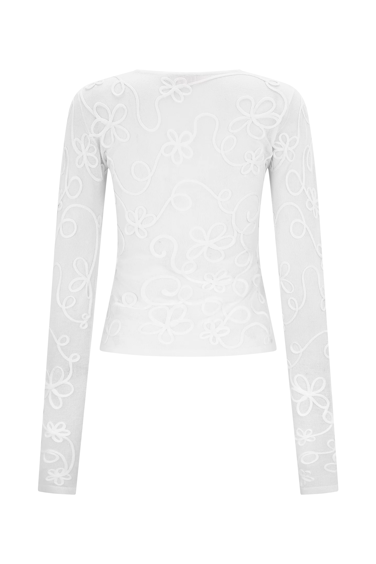 Omari Embroidery Long Sleeve Knit Top - Ivory