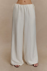 Callum Drawstring Straight Leg Pants - White
