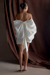 Suzette Taffeta Bow Mini Dress - White