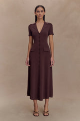 Pearson Short Sleeve Knit Midi Dress - Chocolate