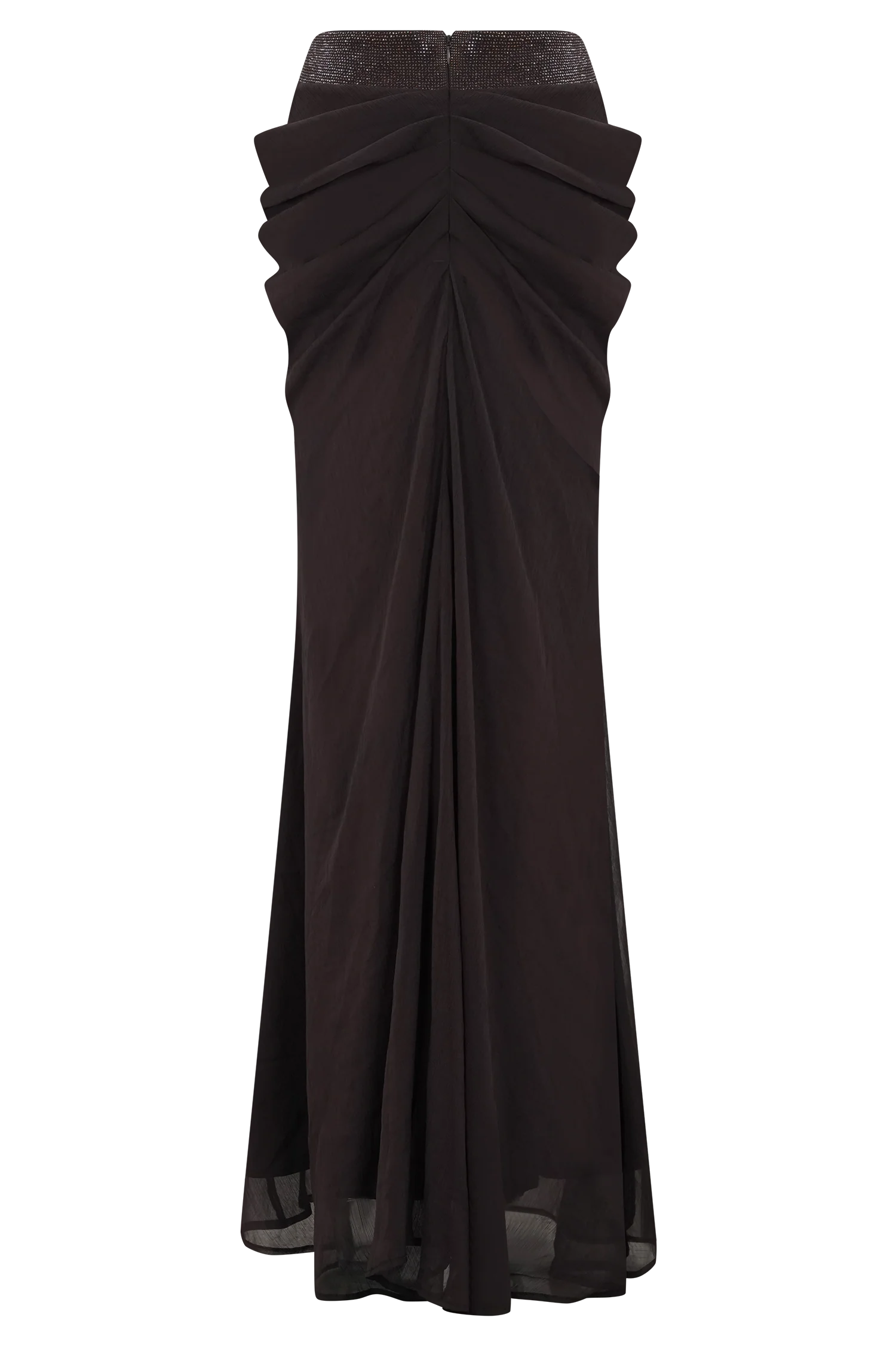 Siren Satin And Diamante Maxi Skirt - Dark Chocolate