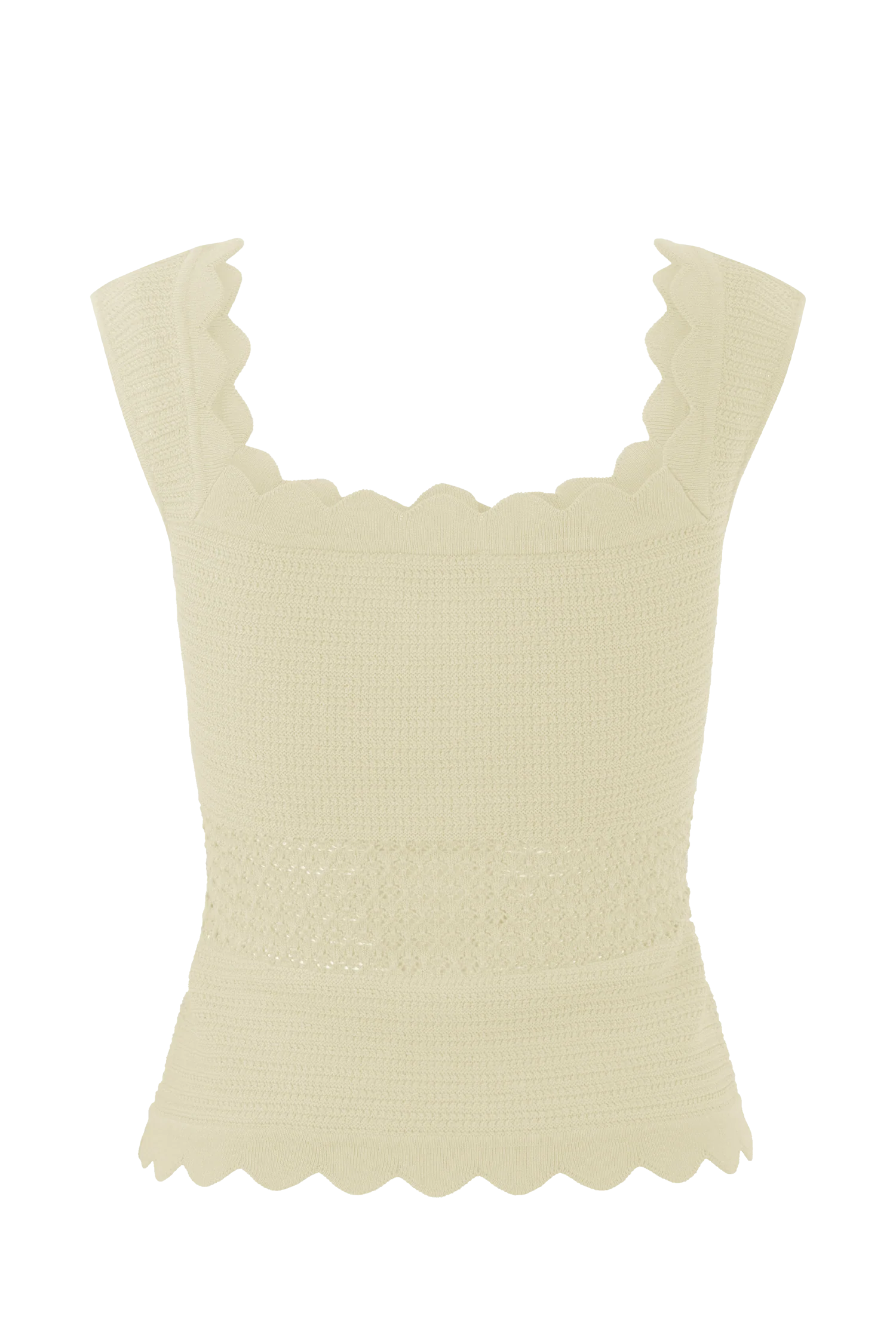 Madeline Scallop Knit Top - Ivory