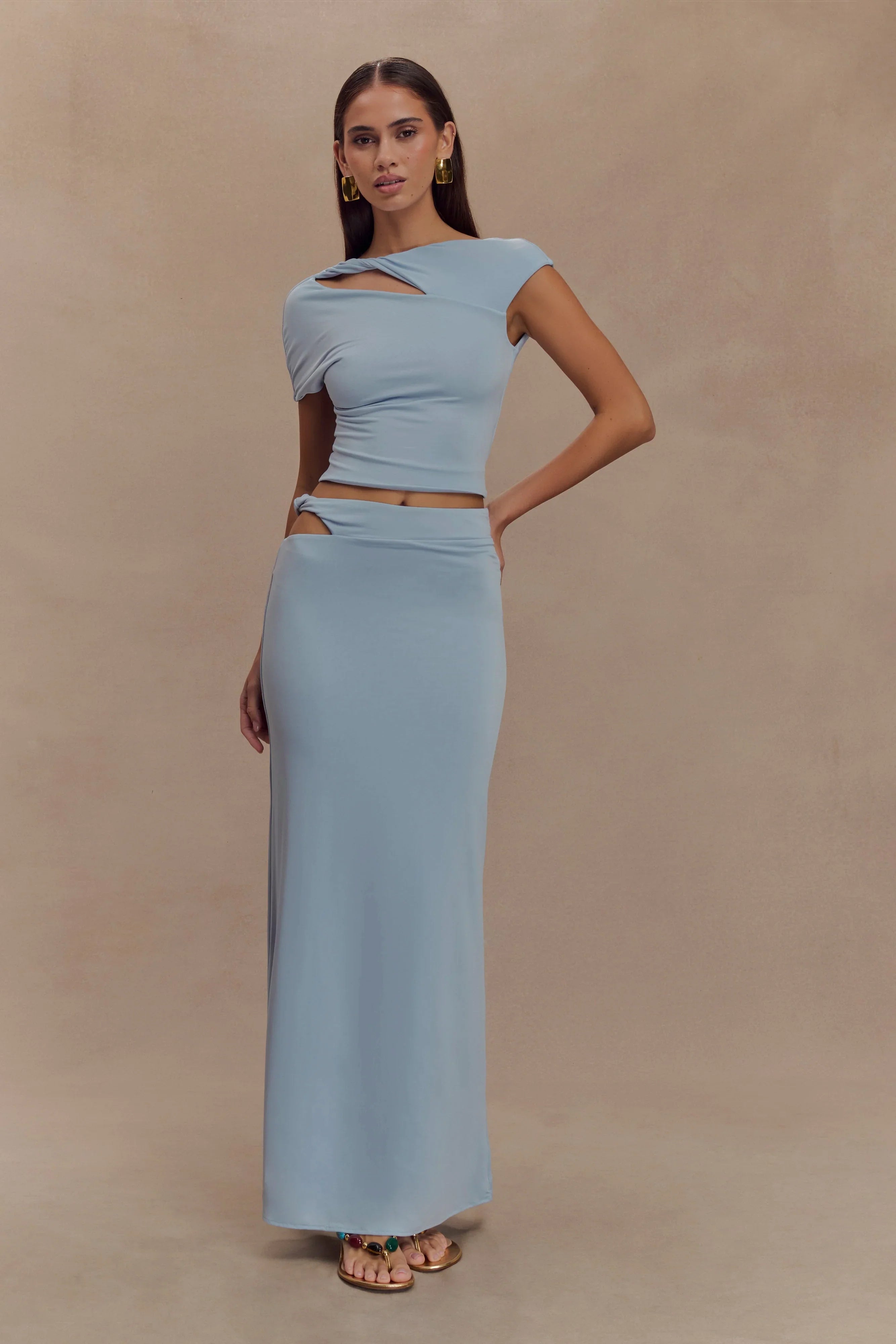 Haven Slinky Twist Top - Pale Blue