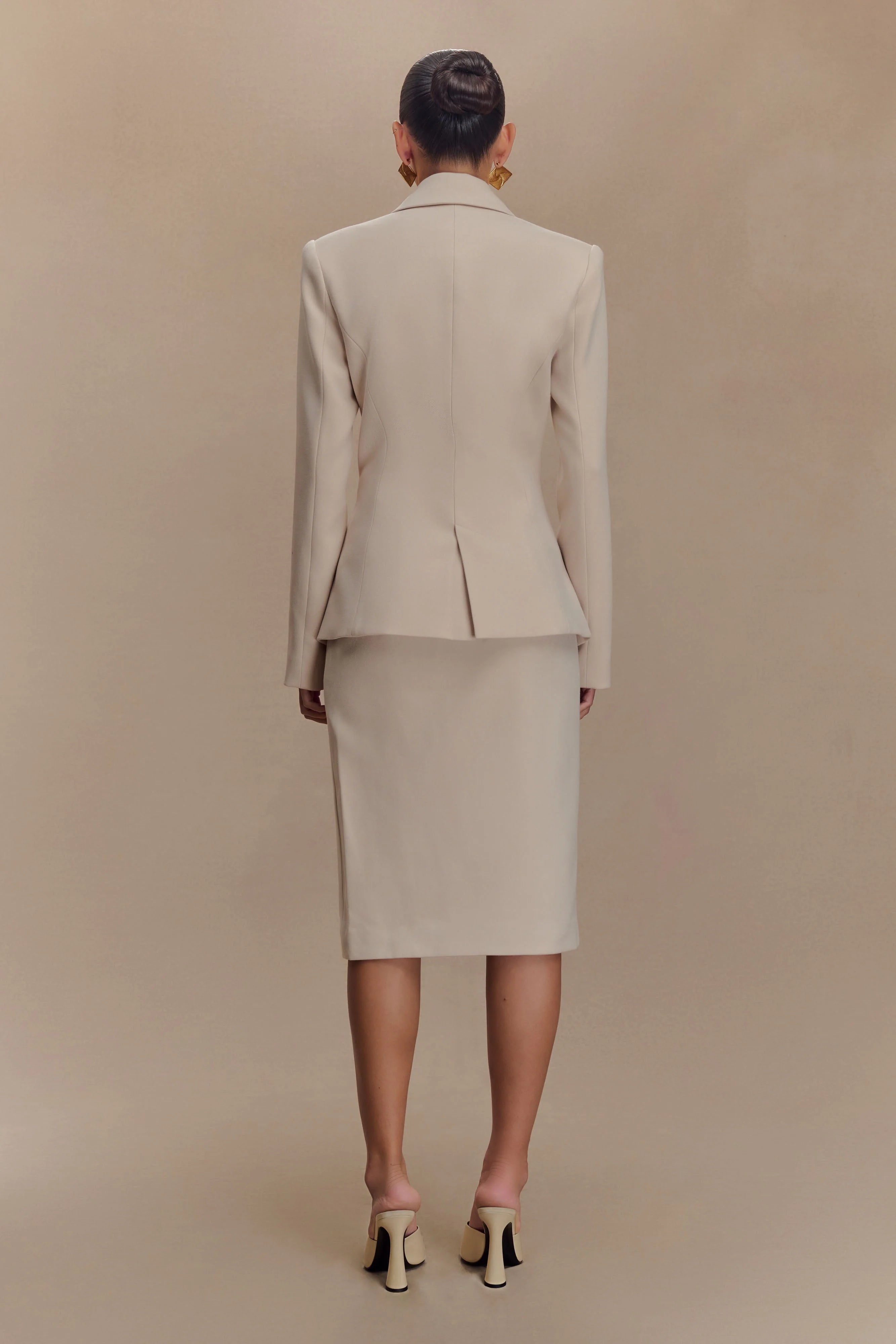 Max Cinched Waist Blazer - Ivory Stone