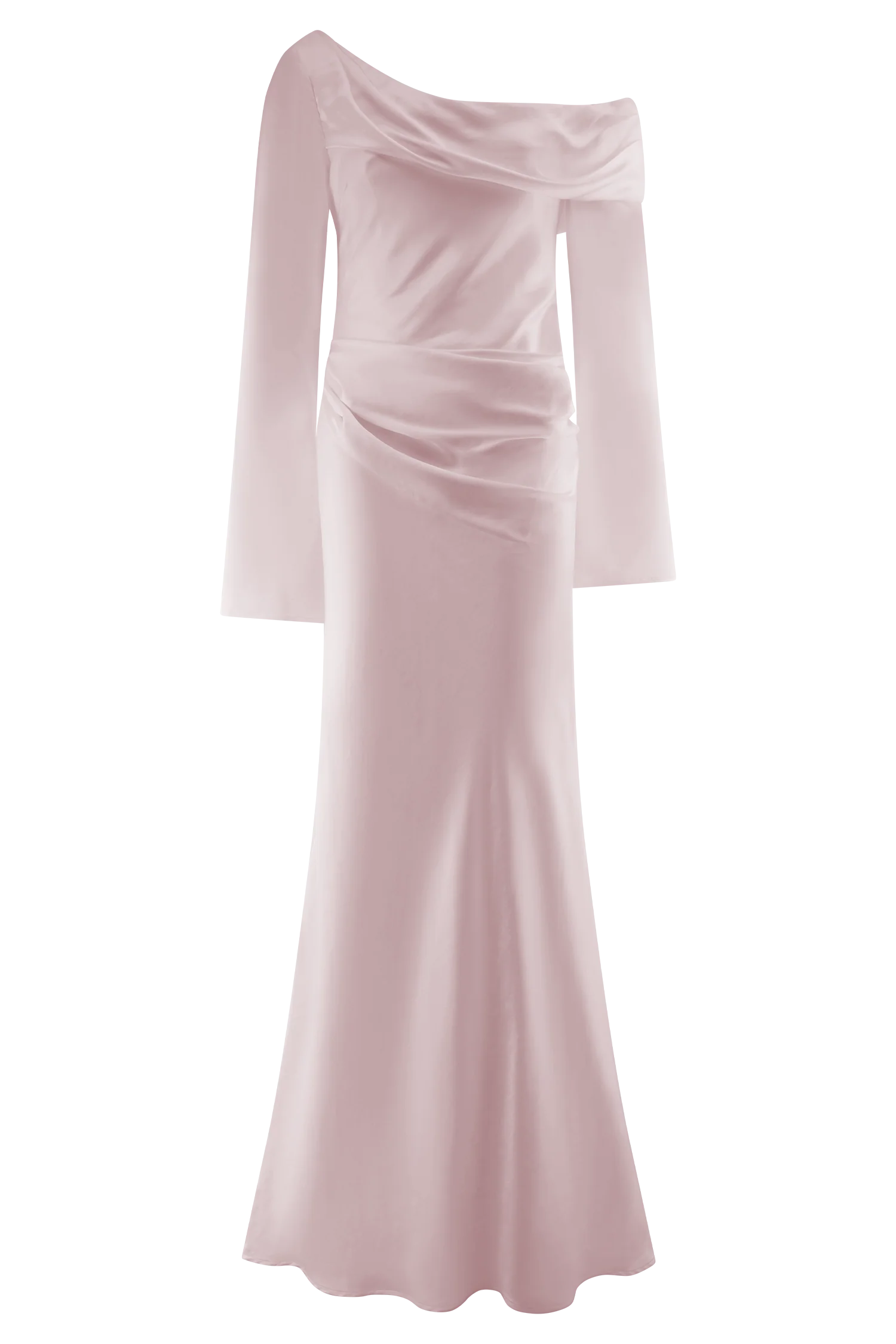 Iris Long Sleeve Satin Maxi Dress - Soft Pink