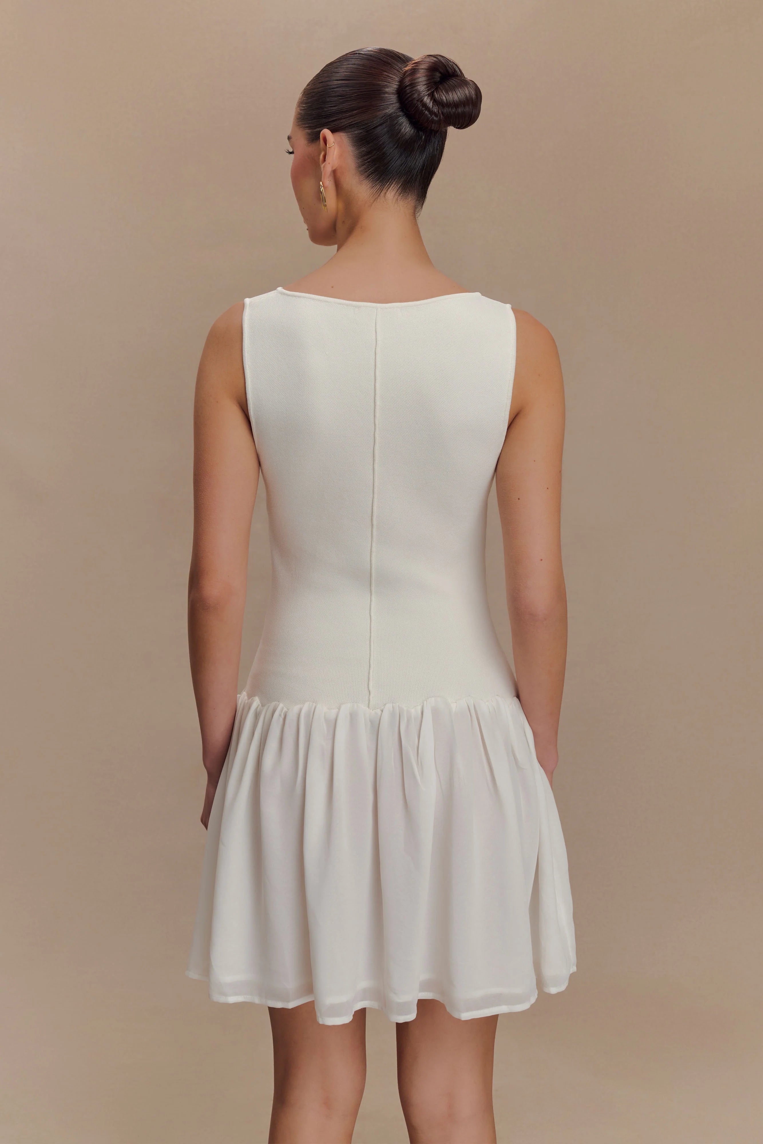 Ashleigh Knit And Chiffon Mini Dress - Ivory