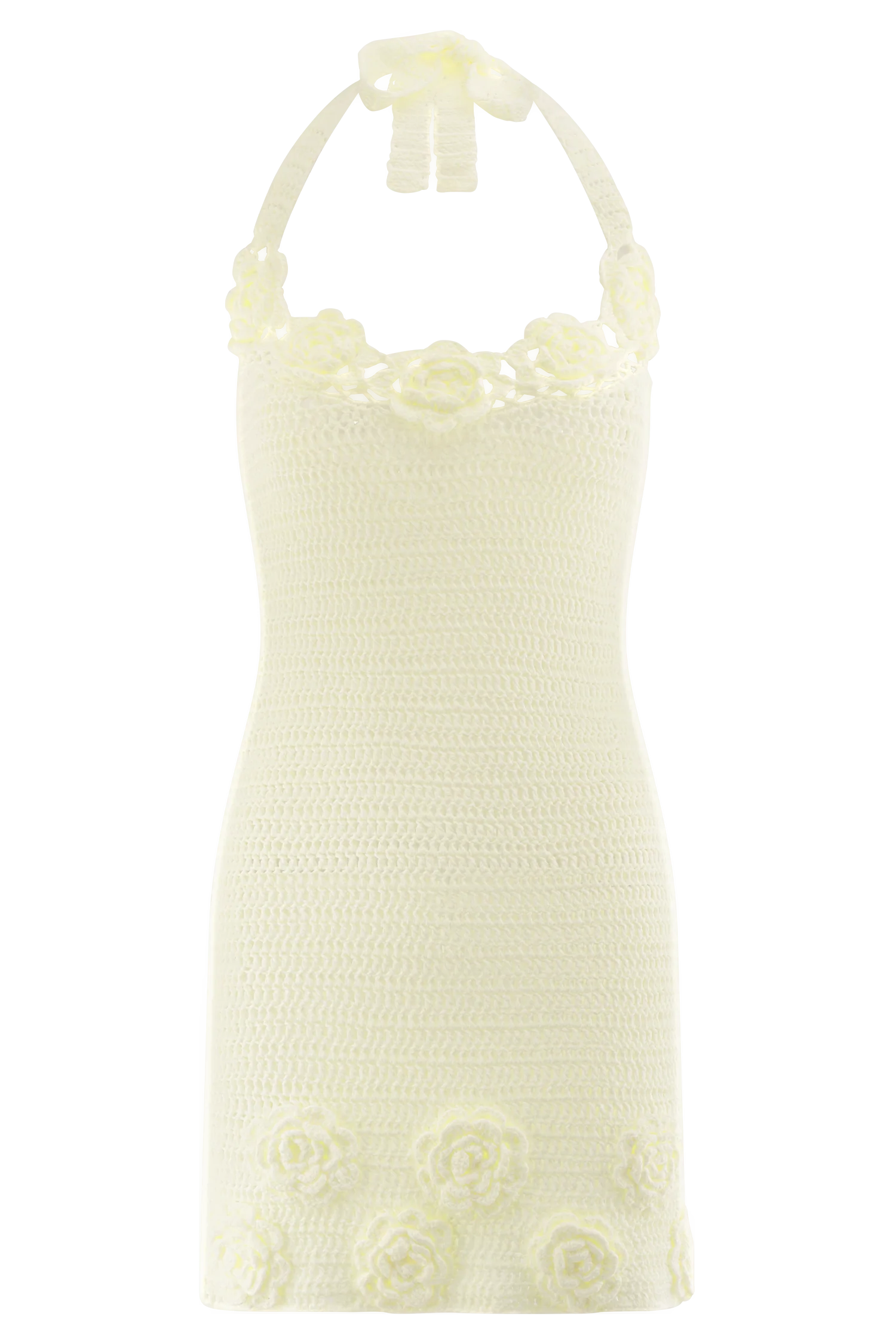 Liyah Floral Hand Crochet Mini Dress - Ivory
