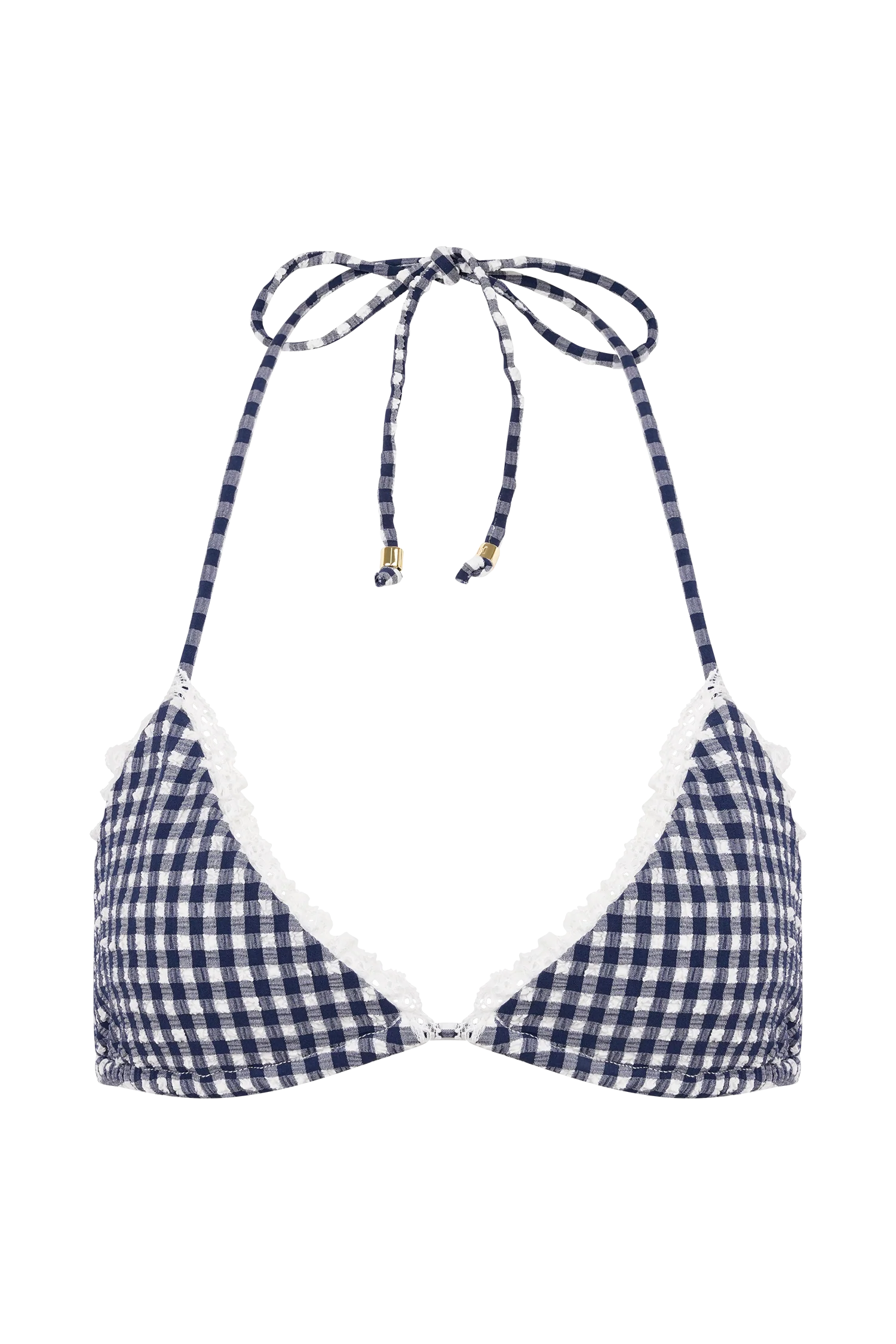 Persephone Gingham Triangle Bikini Top - Navy