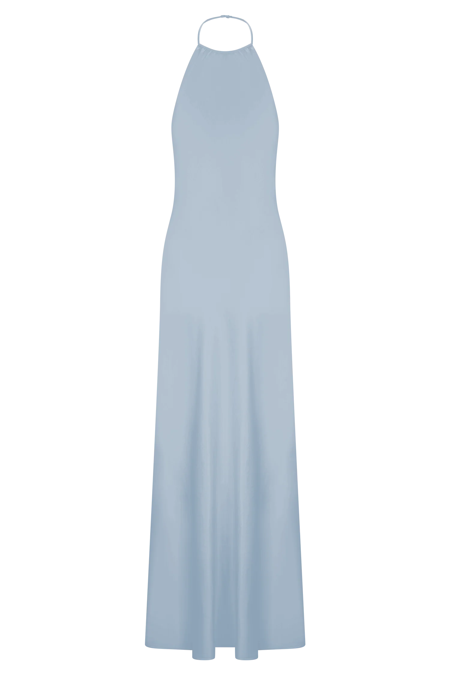 Bella Satin Halter Maxi Dress - Frosted Blue