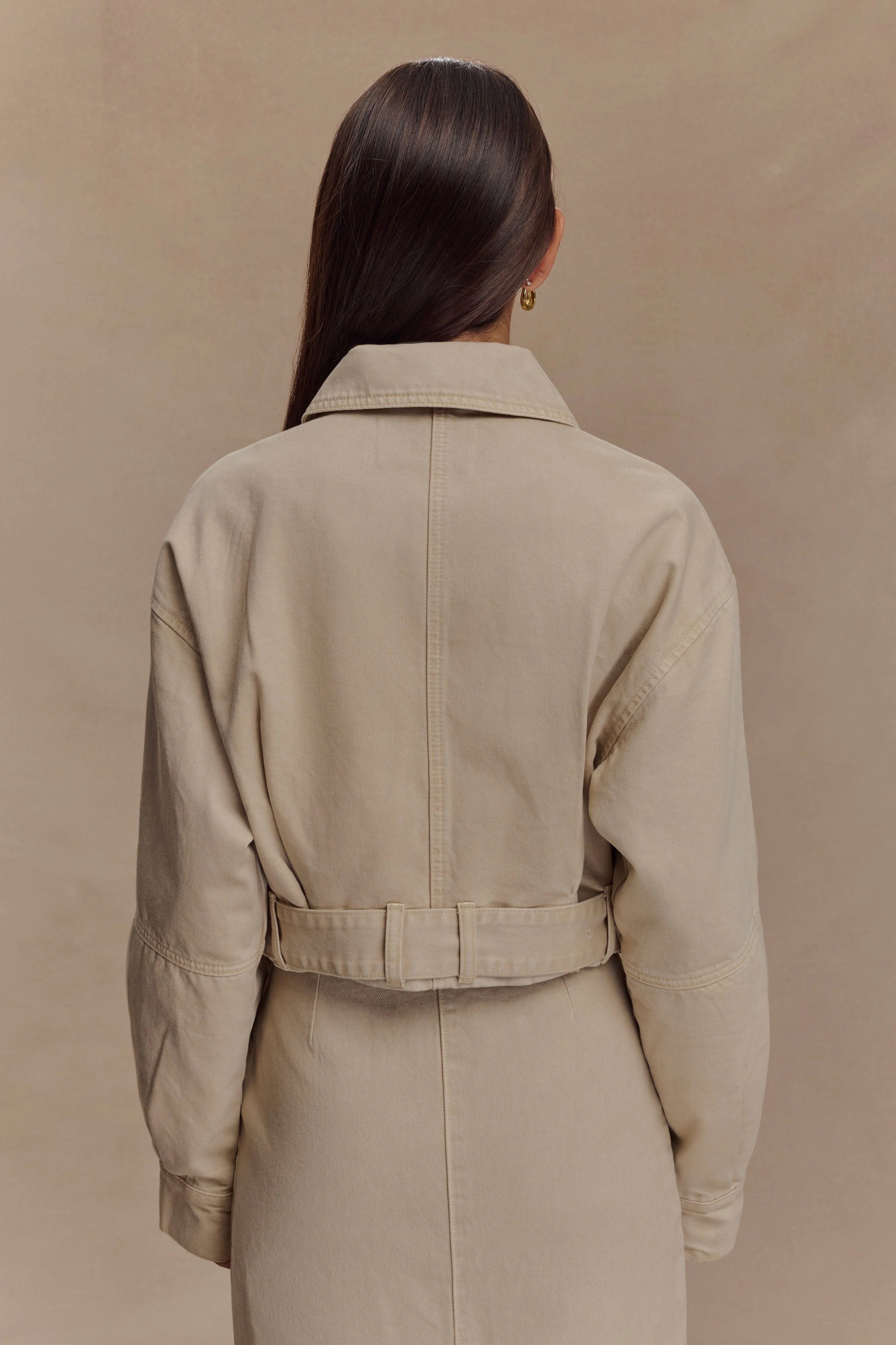 Fallon Cropped Denim Jacket - Stone Wash