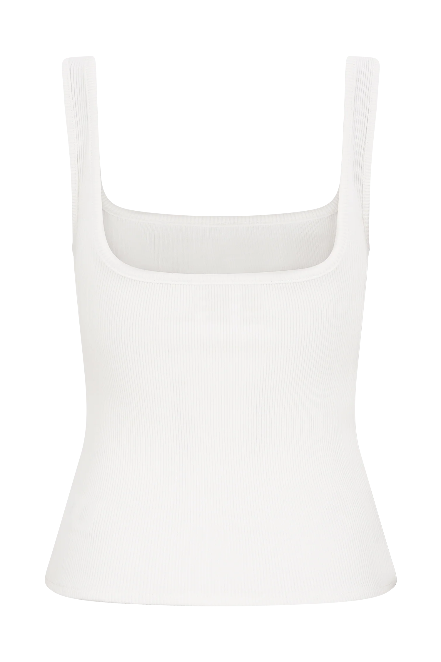 Aisling Ribbed Square Neck Sleeveless Top - Ivory