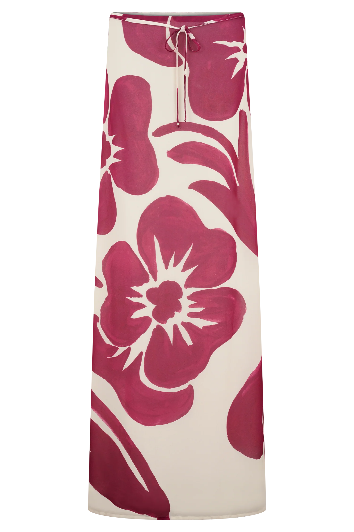 Katalina Chiffon Maxi Skirt - Red Deco Fleur Print