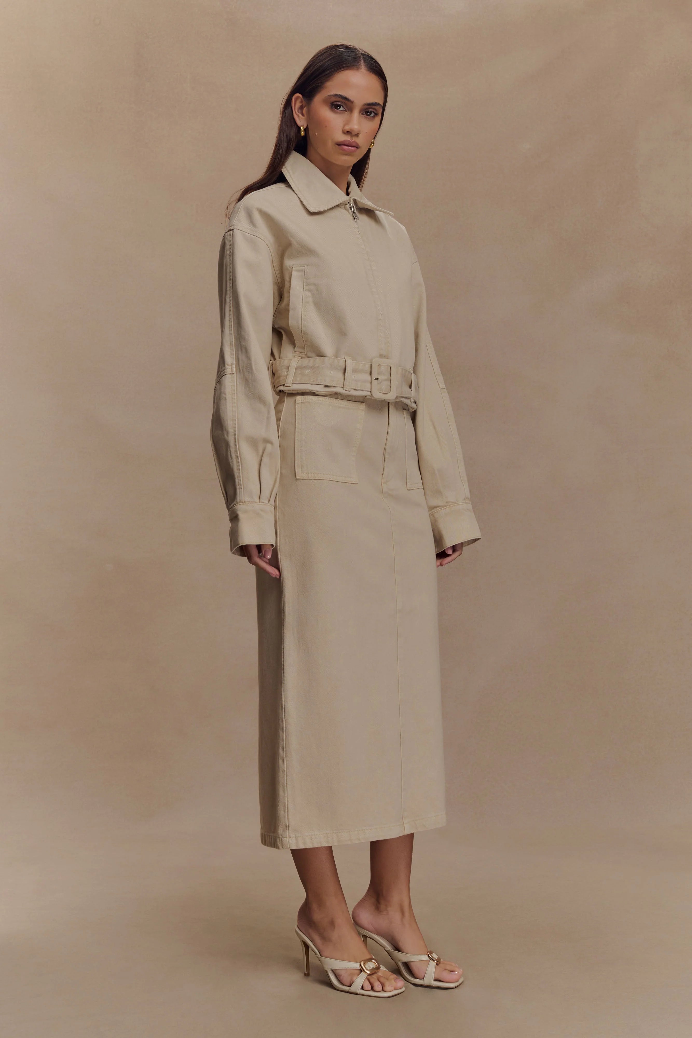 Fallon Denim Midi Skirt - Stone Wash