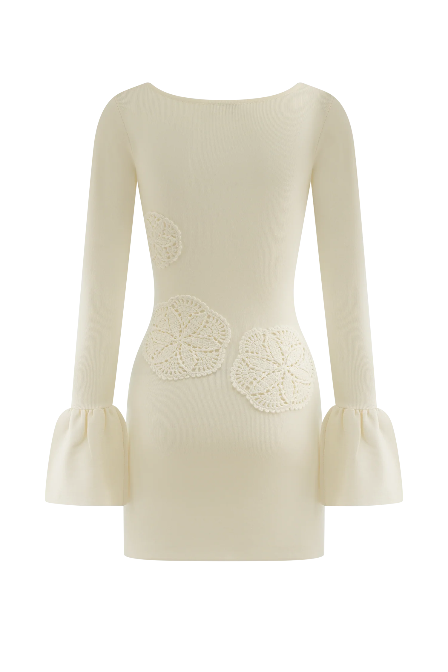 Amari Knit Crochet Knit Mini Dress - Ivory