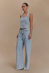 Caitlin Mid Rise Denim Jeans - Light Blue
