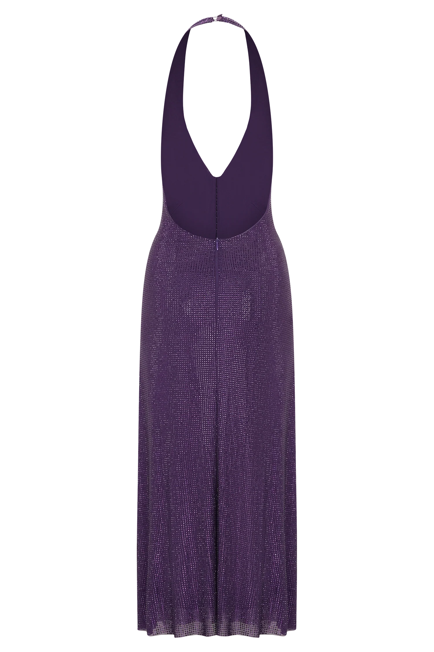Genie Diamante Halter Midi Dress - Purple