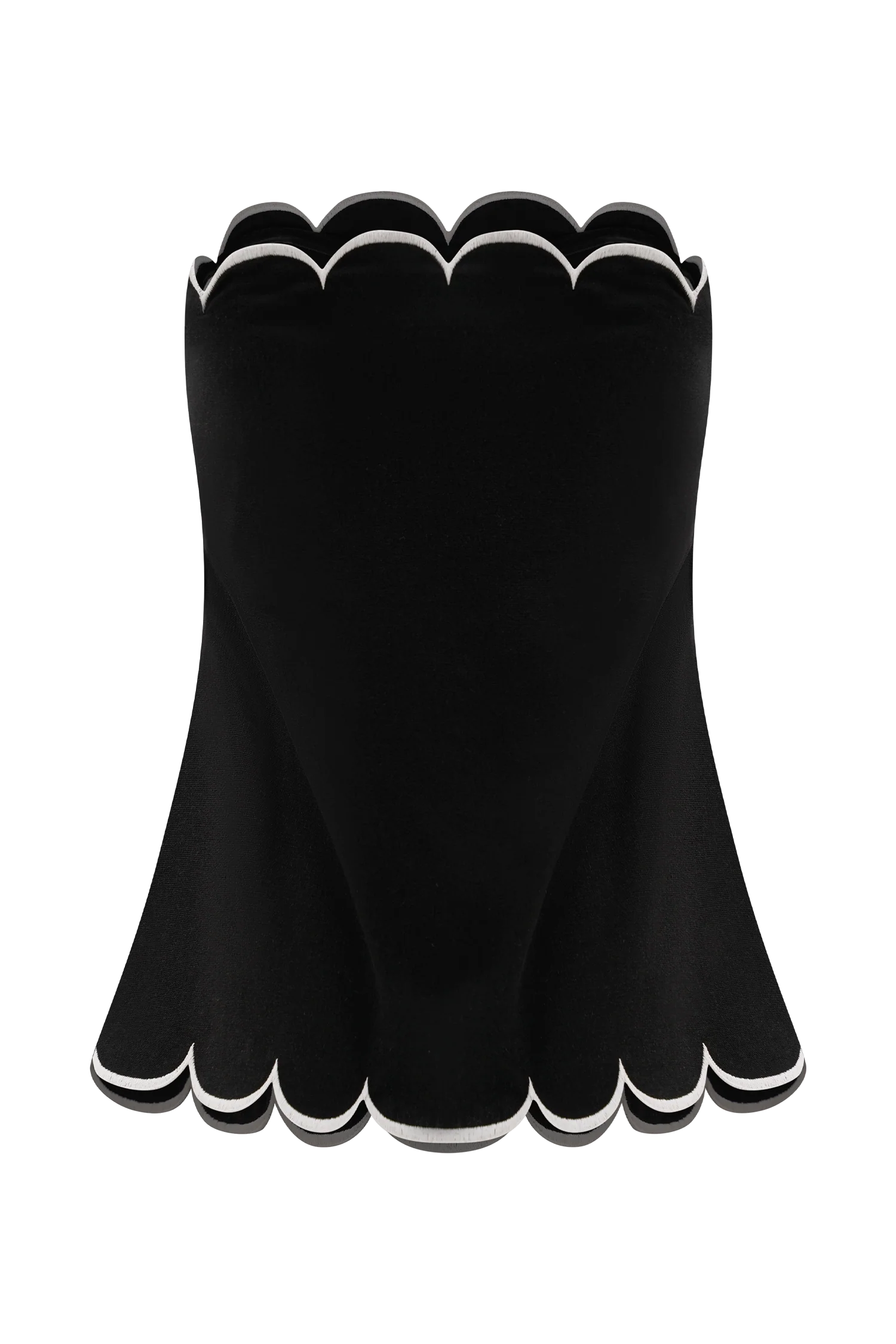 Judith Strapless Scallop Top - Black