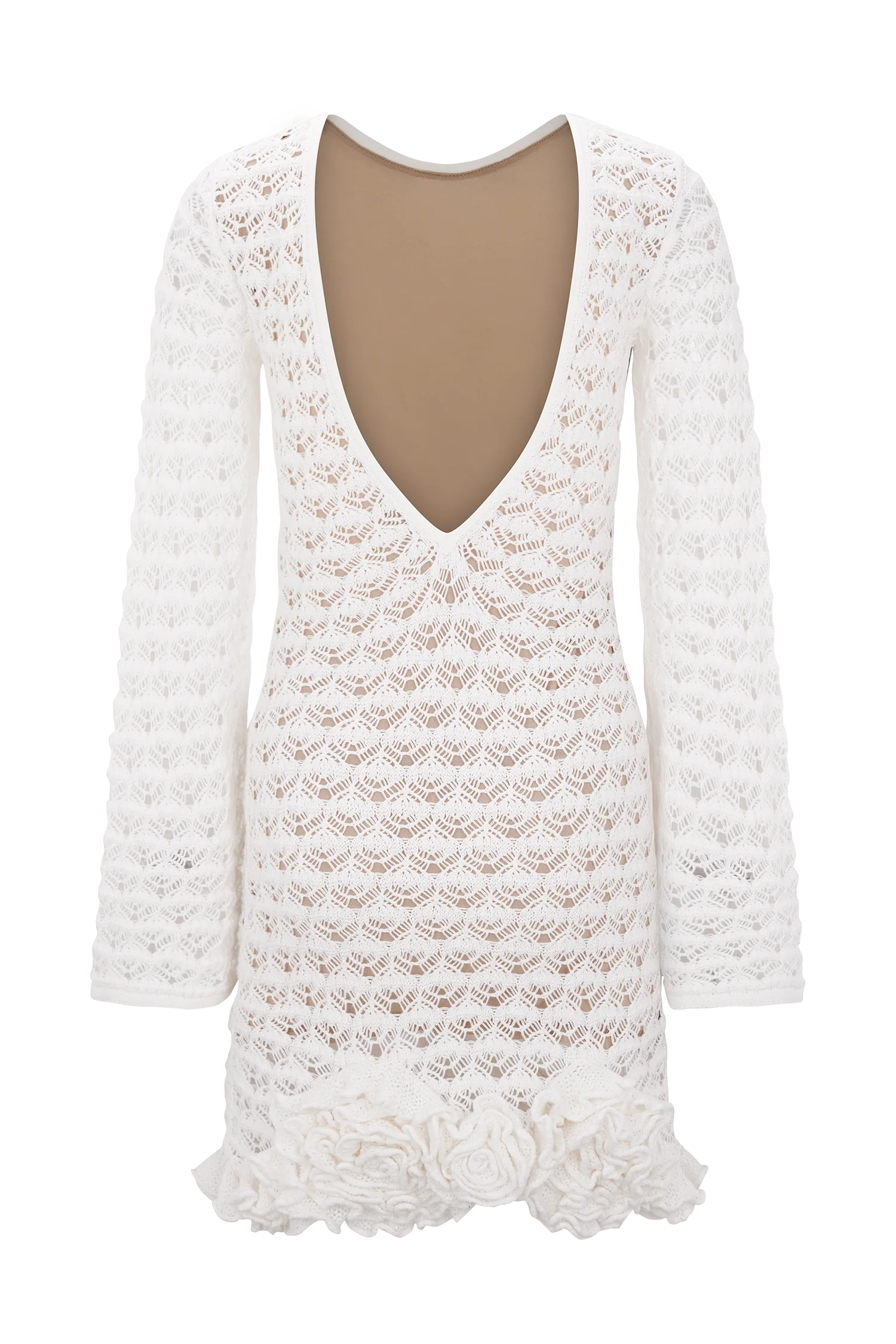 Aileen Ruffle Crochet Mini Dress - Ivory